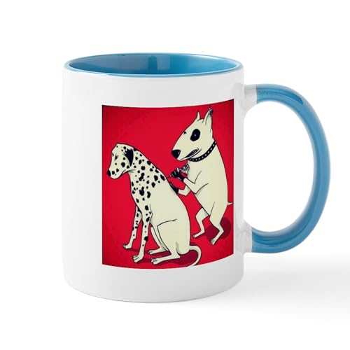 White/Blue Inside - Dalmatian Getting Some Ink Mugs