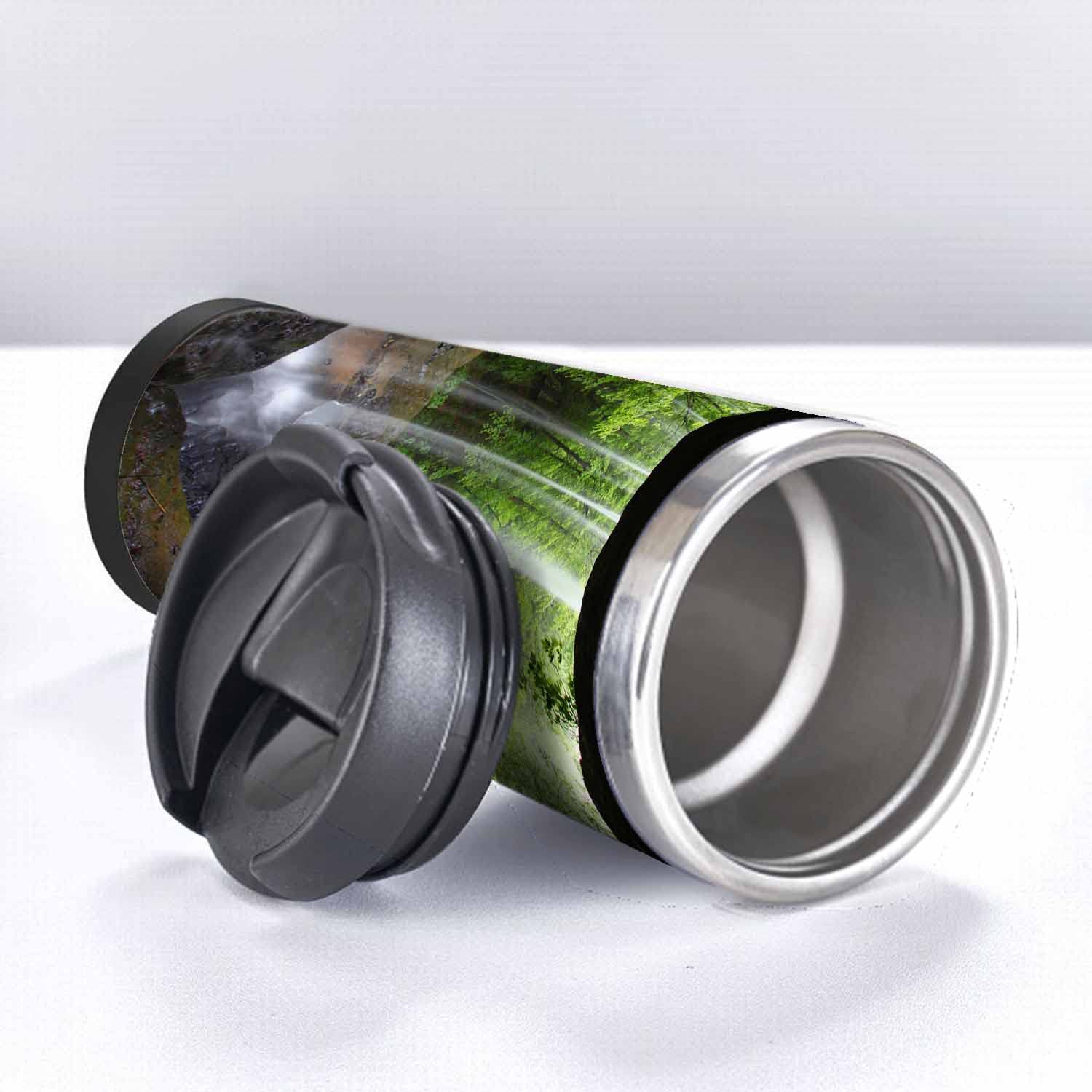 WONDERTIFY Stainless Steel Double Walled Thermal Coffee Mug - Insulated Travel Water Bottle with Natural Cave Design, Perfect for Outdoor Adventures, Camping & Office Use