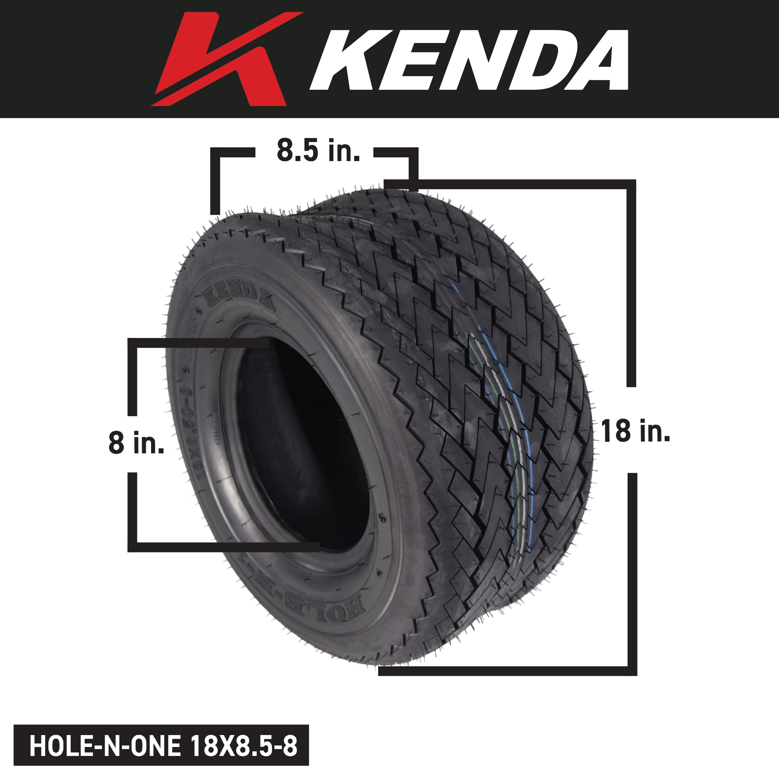 **Kenda Hole-N-1 18x8.5x8 Golf Cart Tires - 4 Pack with Free Keychain - Durable Replacement Tires for Smooth Rides on Golf Courses & Resorts**