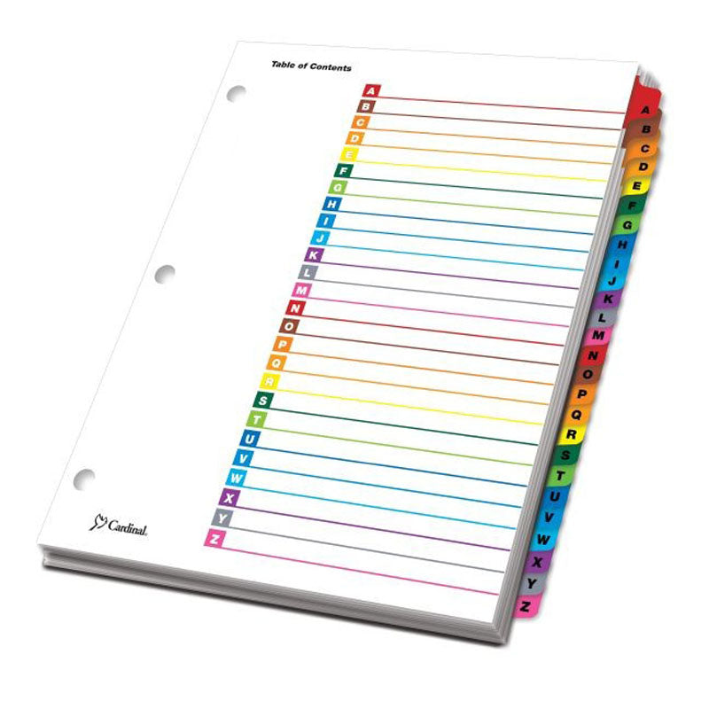 OneStep Printable Table of Contents Dividers with Tabs A-Z, Letter Size - Perfect for Office Organization, Binders, and Filing Systems