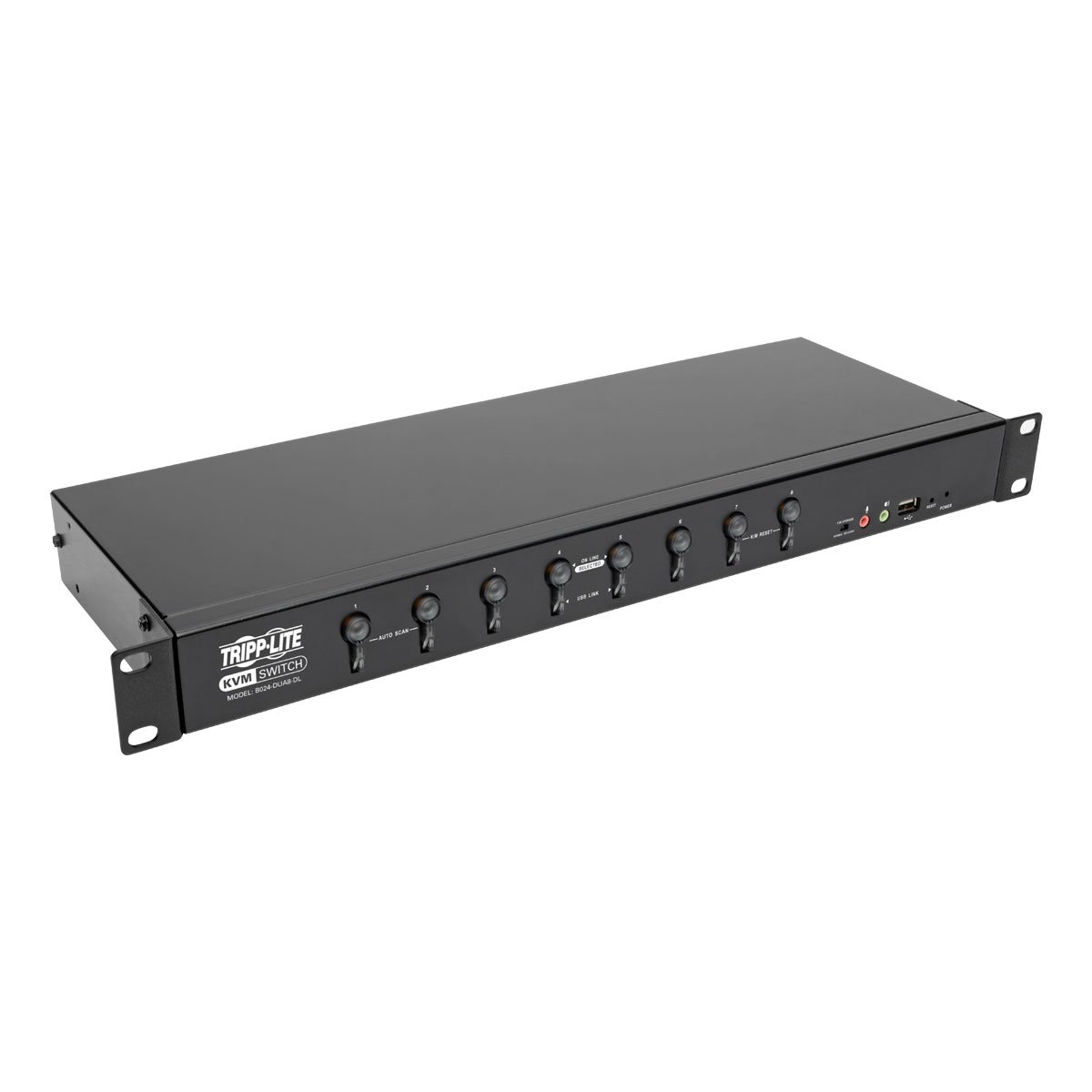 Tripp Lite 8-Port KVM Switch with DVI, USB, Audio & USB Peripheral Sharing - B024-DUA8-DL for Multi-Computer Control in Office & Data Centers