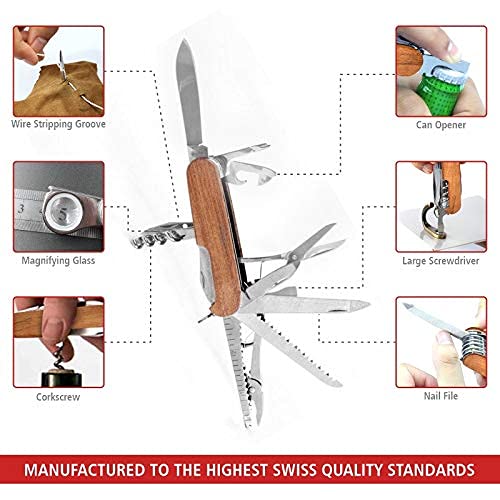 Swiss Eagle Premium Multi-Tool Pocket Knife for Men - 30-in-1 Stainless Steel Survival Tool with Pliers, Screwdrivers & Bottle Opener - Perfect for Camping, Hiking, Outdoor Adventures & Everyday Carry (EDC)