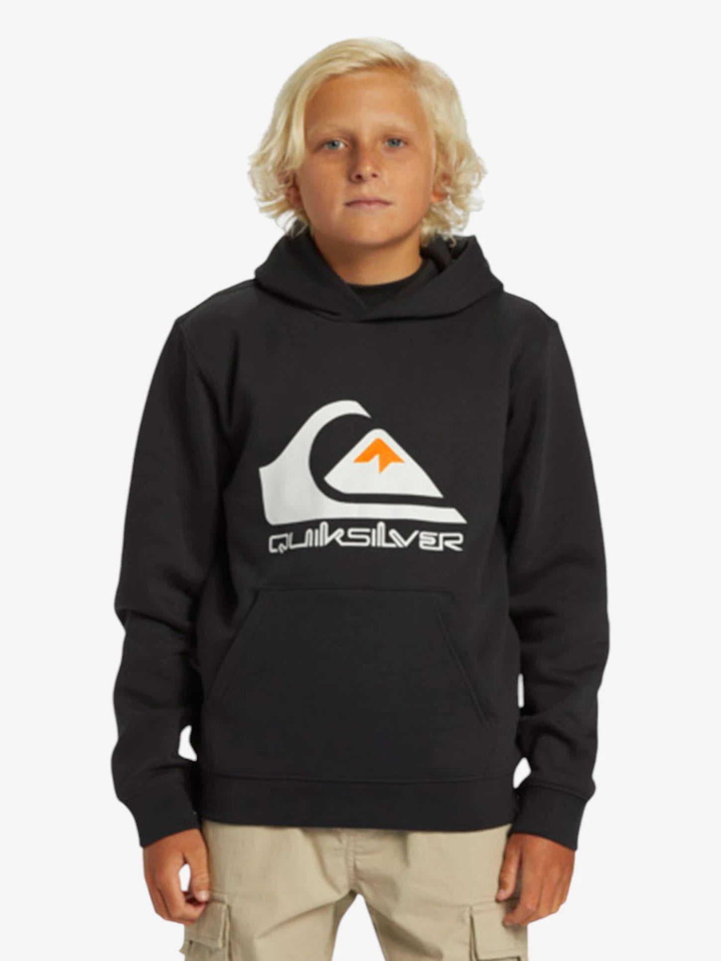 Quiksilver Kids' Big Logo Black Hoodie - Warm & Stylish Pullover for Boys & Girls - Perfect for School, Playdates & Outdoor Adventures