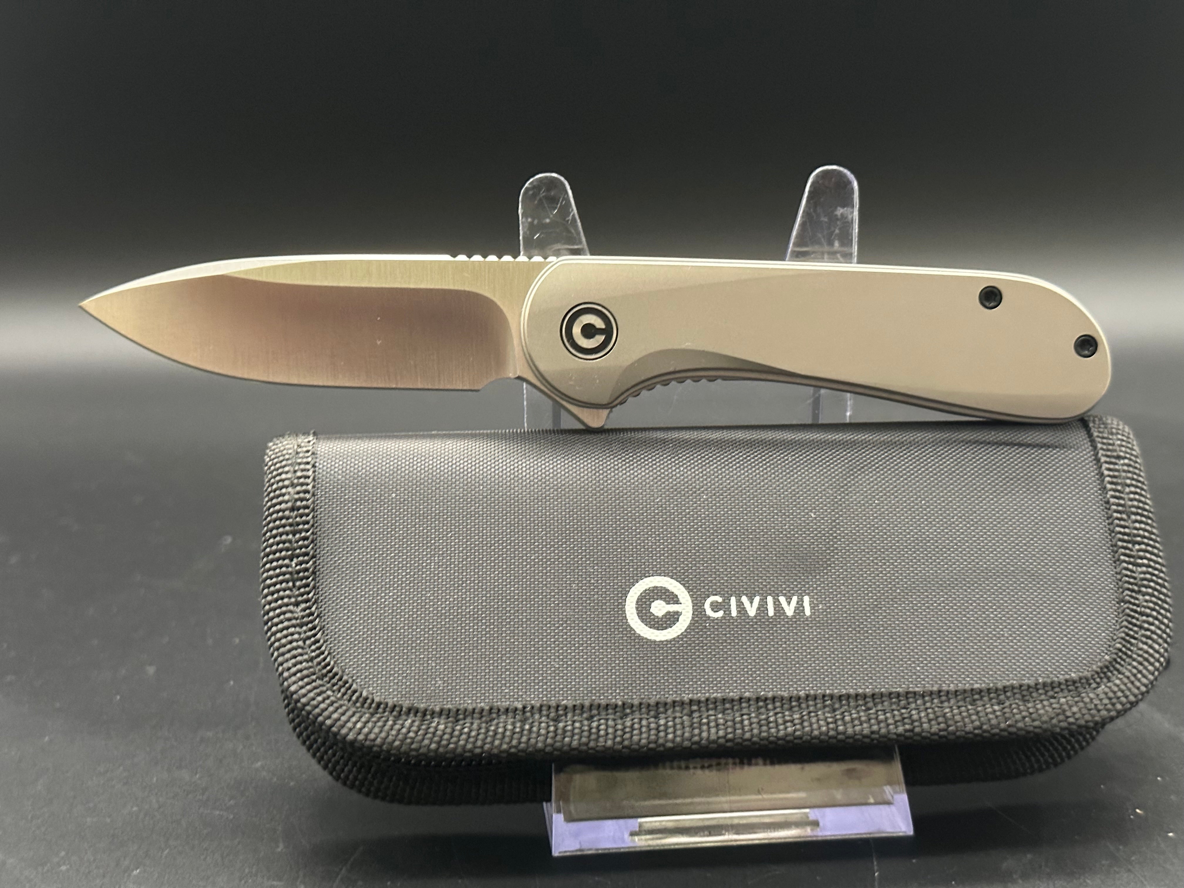 Civivi Elementum Folding Knife with Flytanium Titanium Scales - EDC Pocket Knife for Outdoor, Camping, and Everyday Carry