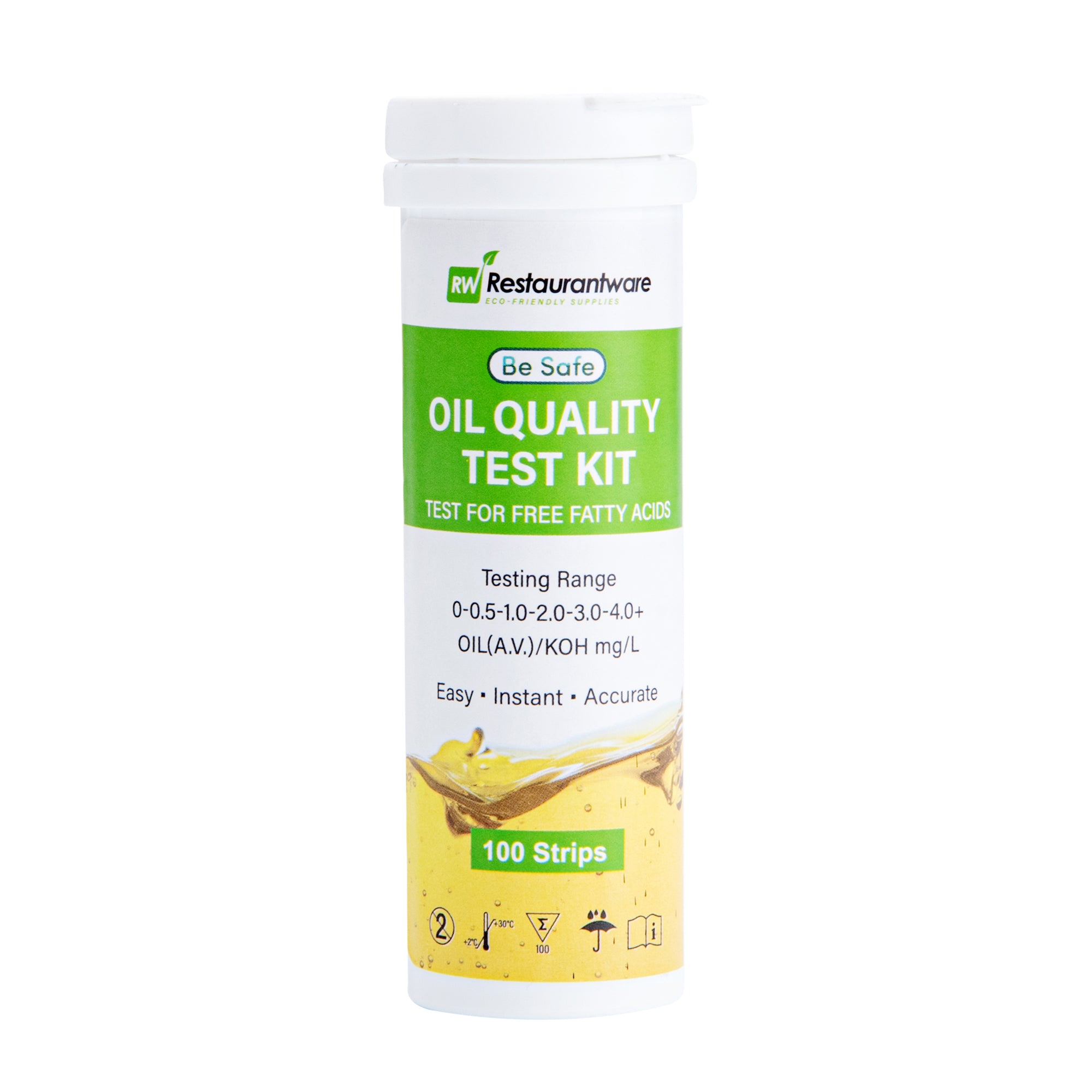 Be Safe Frying Oil Quality Test Strips - Low Range (100 Count) | Fast & Accurate Cooking Oil Testing for Restaurants & Home Kitchens
