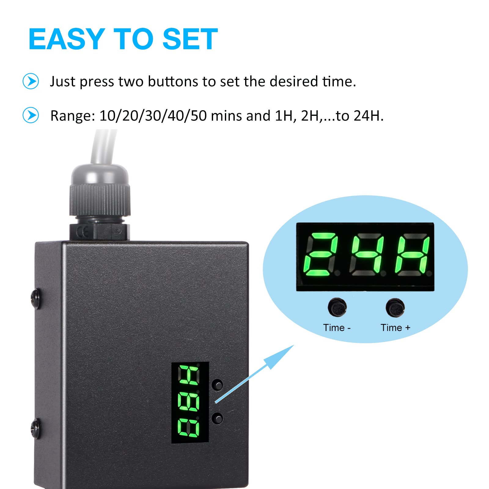 Programmable Digital Light Timer for Indoor Plants & Grow Lights - 24 Hour 3-Prong Grounded Outlet Timer (110-270VAC) - Perfect for Hydroponics, Greenhouses & Home Gardening
