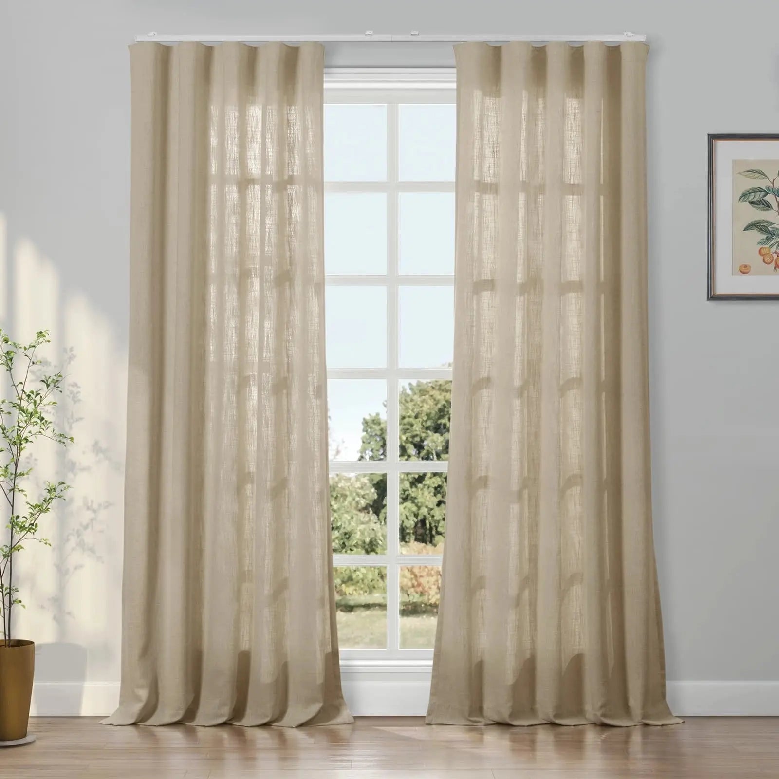 Liz Linen Ripple Fold Drapery Curtains - Elegant Window Treatments for Living Room & Bedroom Decor
