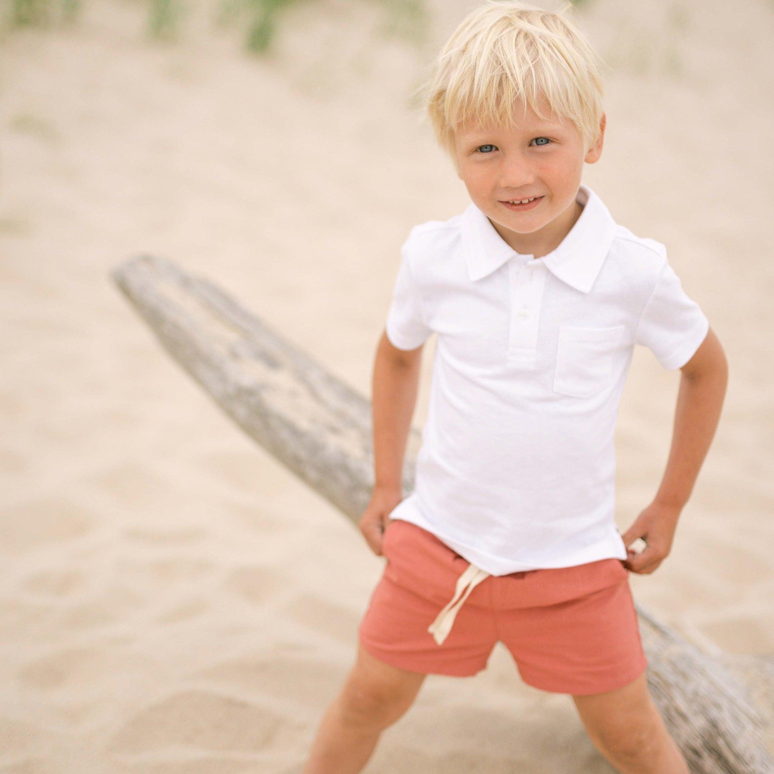 Boys White Cotton Polo Shirt - Comfortable & Breathable for School, Sports & Casual Wear