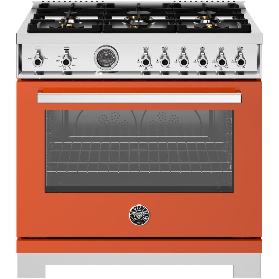 Bertazzoni PRO366BCFGMART 36 Inch Freestanding Gas Range - Professional Style with 6 Burners & Convection Oven - Perfect for Home Chefs & Modern Kitchens