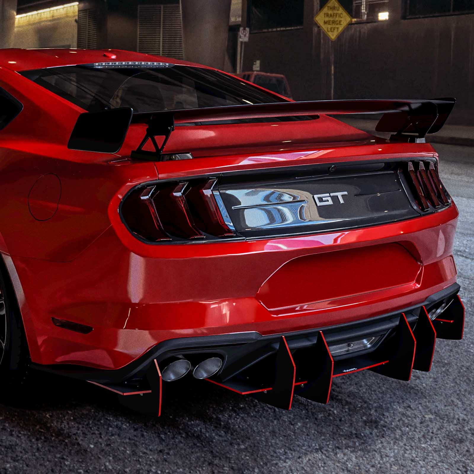 Vicrez Centa VR2 Rear Diffuser vz102312 for Ford Mustang 2018-2025 - High Performance Carbon Fiber Spoiler - Enhance Aerodynamics & Style for Track & Street Racing