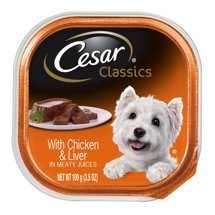 Premium Cesar Canine Cuisine Wet Dog Food - Chicken & Liver Recipe (6 Pack, 3.5 oz Trays) | Gourmet Meals for Small Dogs | Perfect for Travel, Training & Special Treats