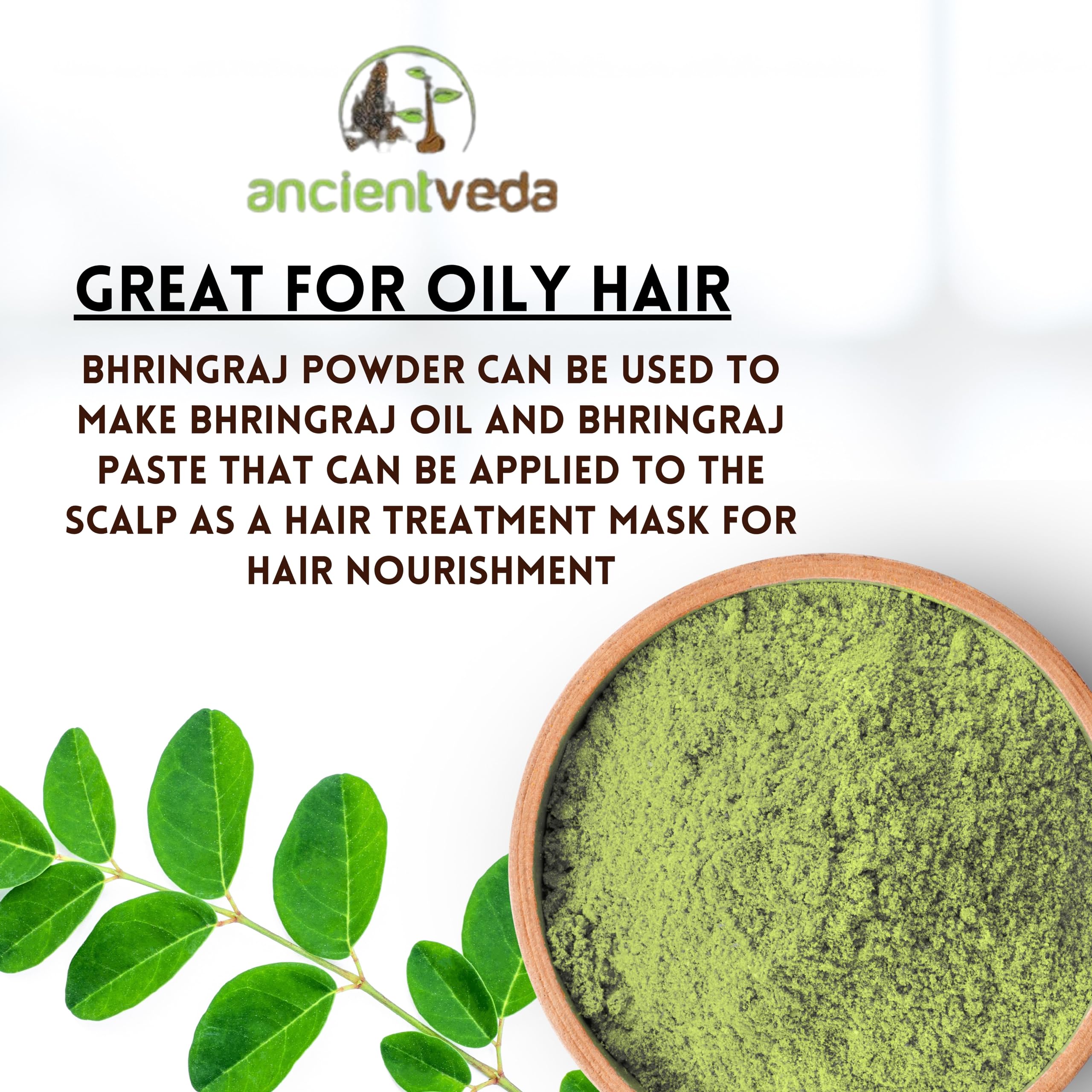 Organic Bhringraj Powder for Hair Growth - 100% Natural, Non-GMO, Gluten Free & Chemical Free - Antioxidant-Rich Treatment to Reduce Hair Loss & Wrinkles - Perfect for DIY Hair Masks & Ayurvedic Skincare Routines