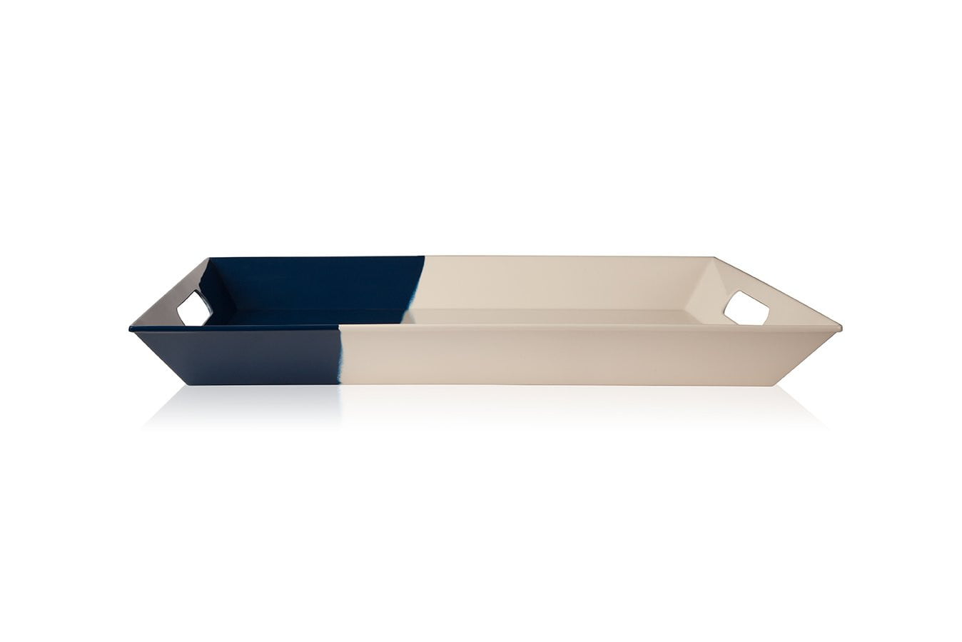 Exclusive Thomas Fuchs Creative Melamine Serving Tray - 1/2 & 1/2 Design in Ivory & Navy - Perfect for Dining, Entertaining & Kitchen Organization