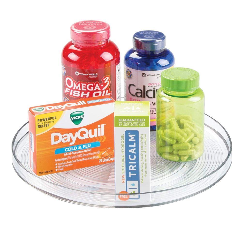 iDesign Linus Clear Plastic Turntable - 12 Inch Spinning Lazy Susan for Kitchen, Pantry, and Bathroom Organization | Durable and Stylish Storage Solution for Spices, Makeup, and More