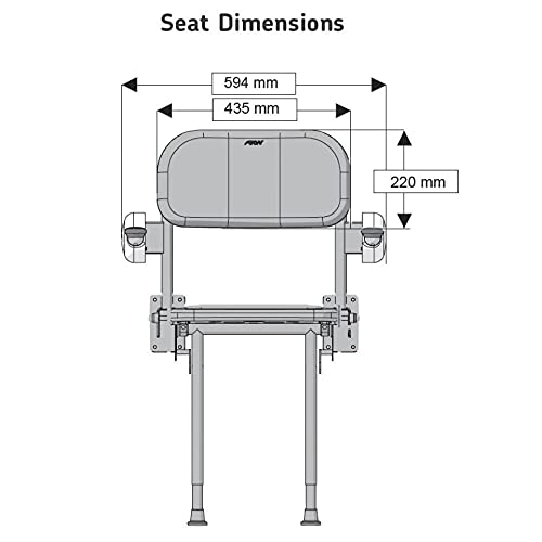 **Foldable Shower Seat for Elderly - Wall Mounted with Padded Back & Armrests, Adjustable Height & Sturdy Legs - Compact Design for Safe Bathing & Handicap Accessibility**