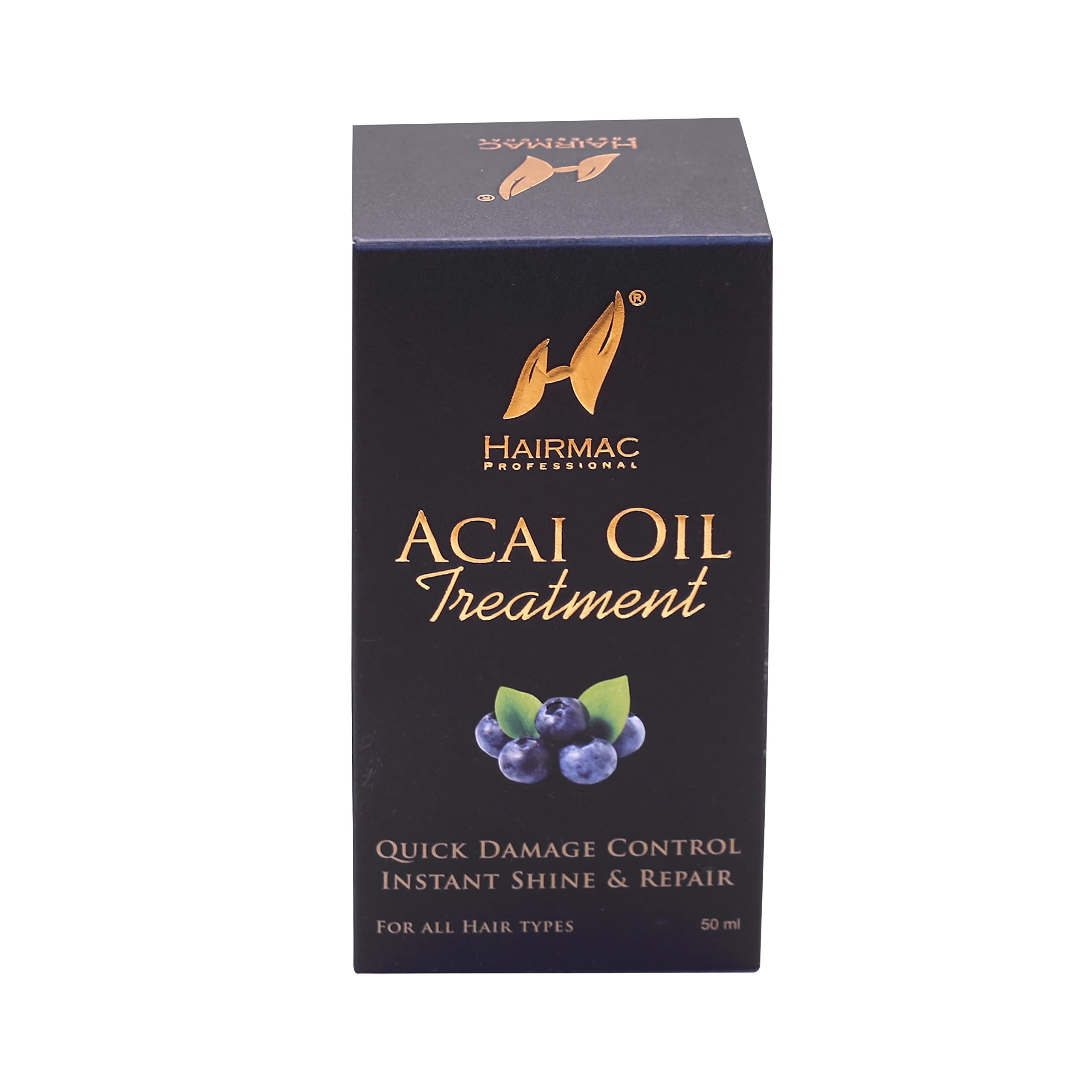 Hairmac Professional Acai Oil Treatment 50ml - Strengthening & Nourishing Hair Oil for Frizz Control | Best for Dry, Damaged Hair & Split Ends Repair | Salon-Quality At-Home Hair Care Treatment