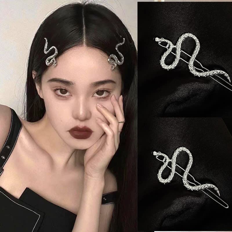 2PCS Vintage Metal Snake Hair Clips - Minimalist Hair Barrettes & Twisted Hair Pins Set for Women & Girls | Unique Hair Jewelry Accessories for Parties, Weddings & Everyday Wear