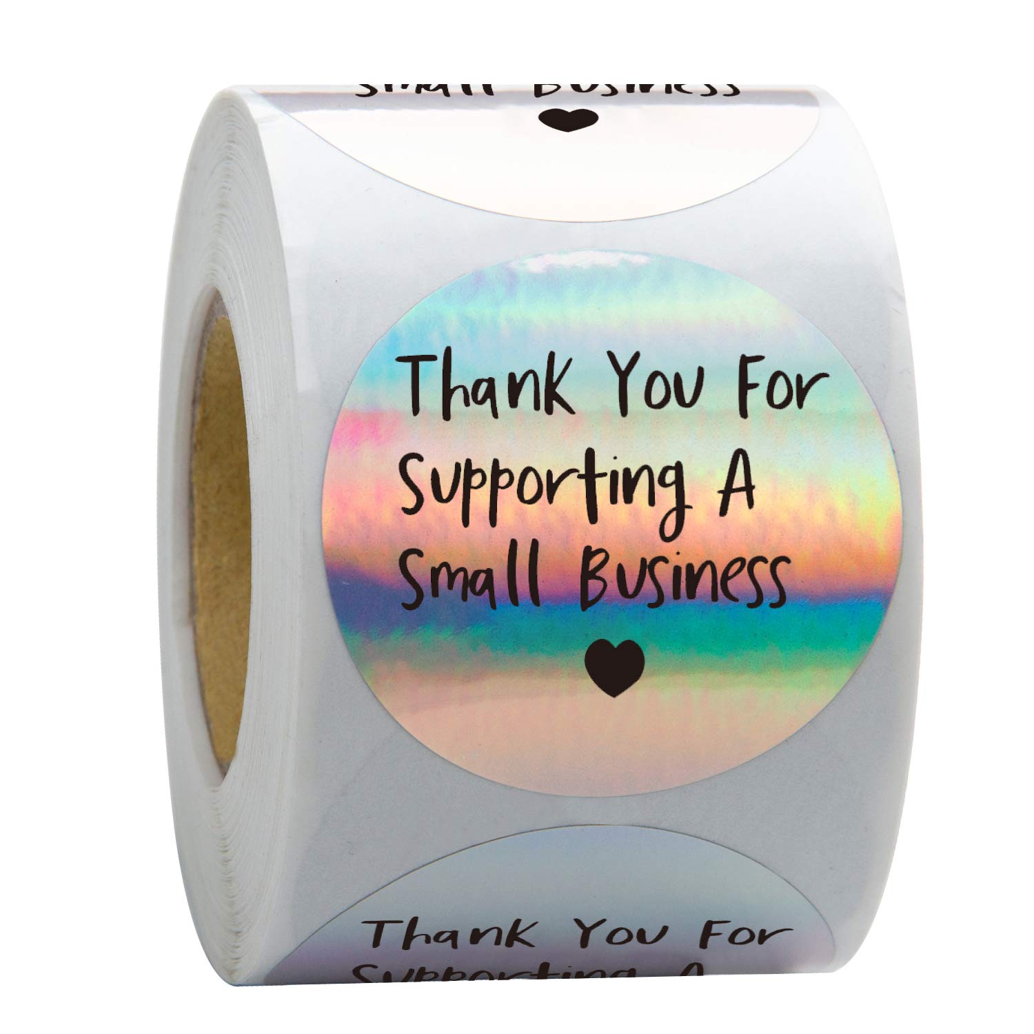 WRAPAHOLIC Thank You Stickers for Small Business - 2x2 Inch Holographic Silver Shipping Labels (500 Pack) - Perfect for Packaging, Orders & Customer Appreciation Gifts