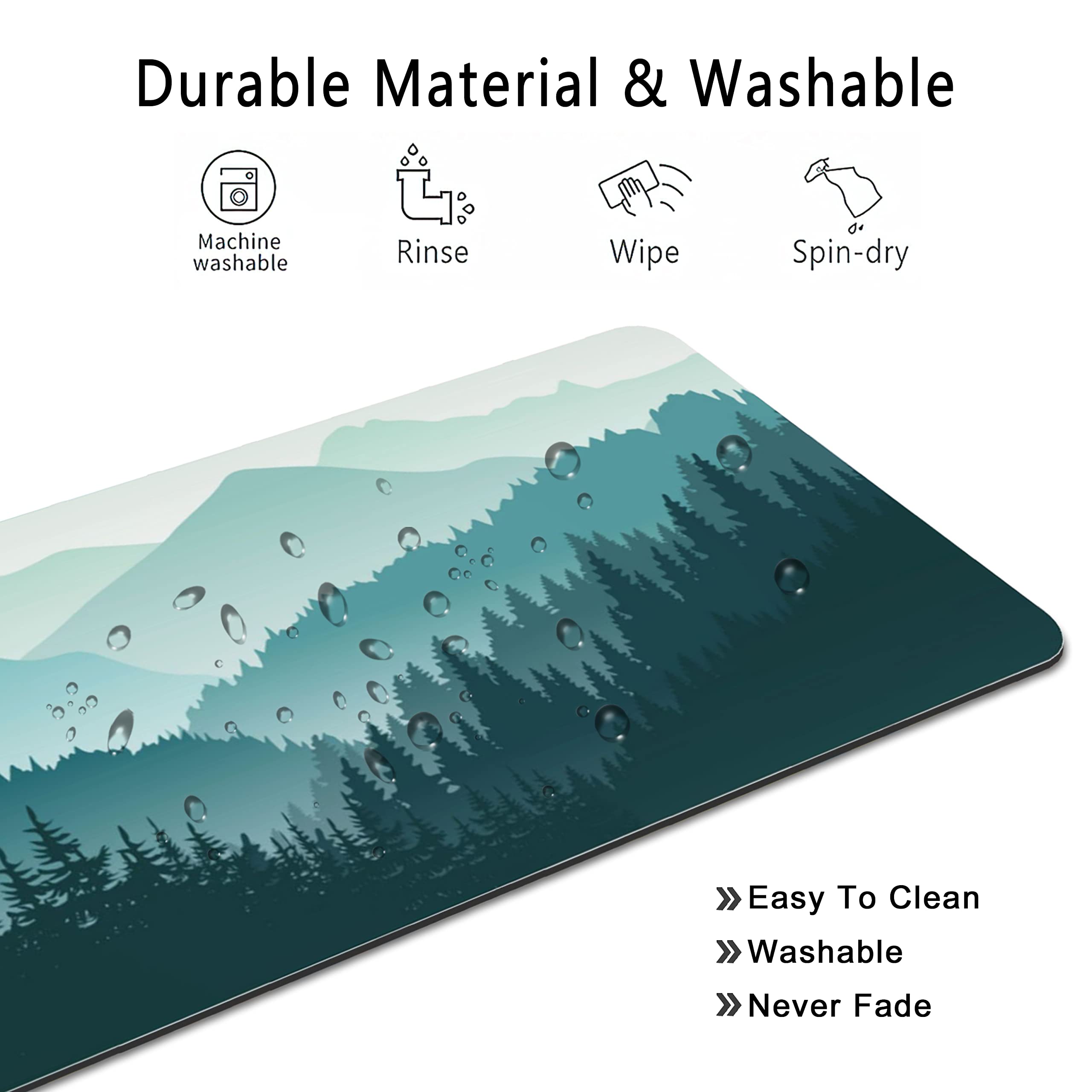 Premium Foggy Forest Mountain Landscape Extended Gaming Mouse Pad - Large Non-Slip Rubber Base with Stitched Edges - Waterproof Desk Mat for Computer, Laptop, Office & Home (31.5
