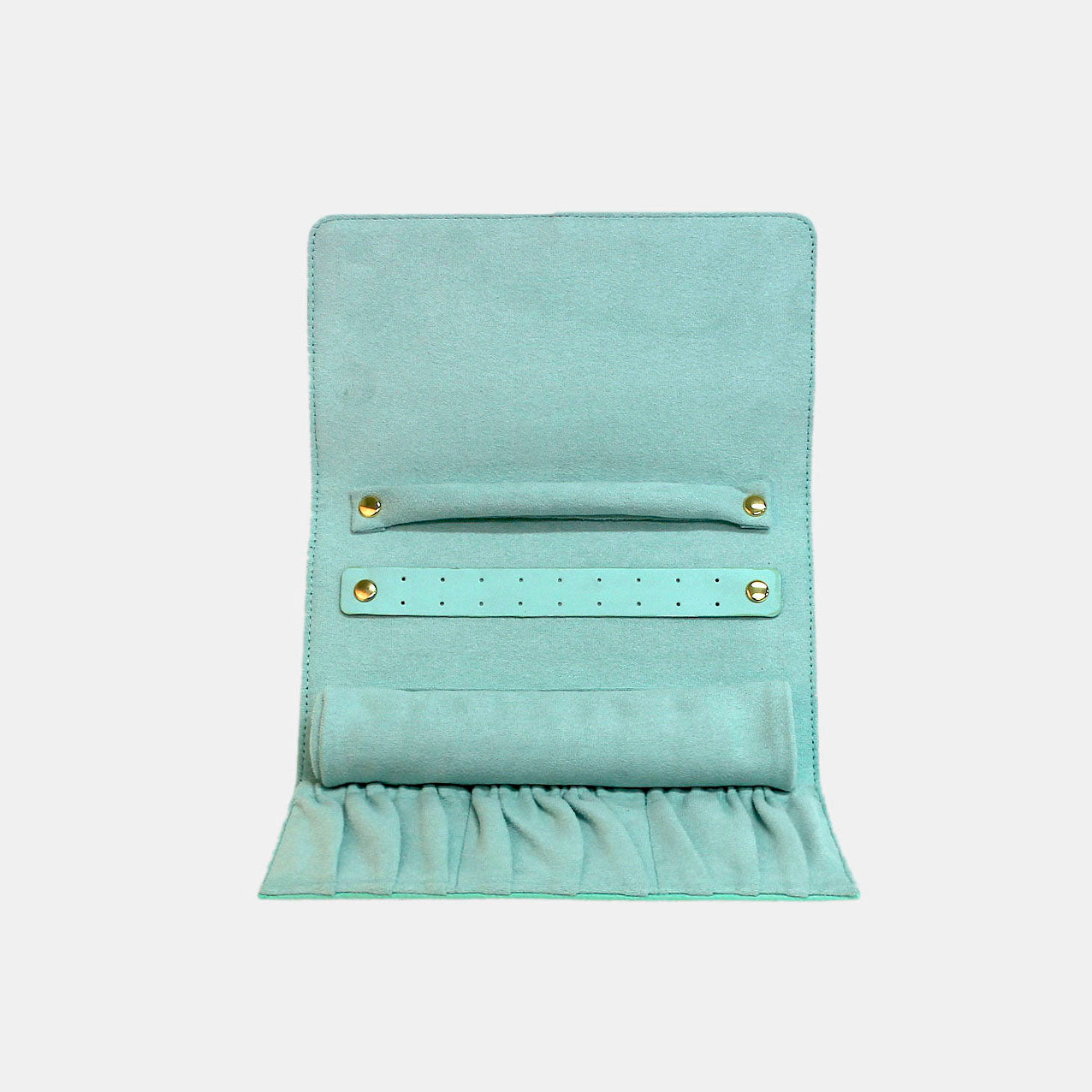 Elegant Jewelry Wrap Organizer - POP Mint Green Velvet Jewelry Holder for Necklaces, Bracelets & Rings | Perfect for Travel, Home Storage & Gift Giving