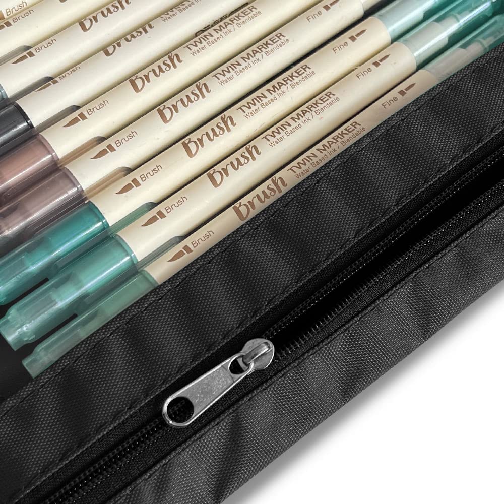3-Pack Black Zipper Pencil Pouch with Clear Window for 3-Ring Binder - Large Capacity Multi-Color School Supplies Organizer - Perfect for Students, Office & Classroom Organization