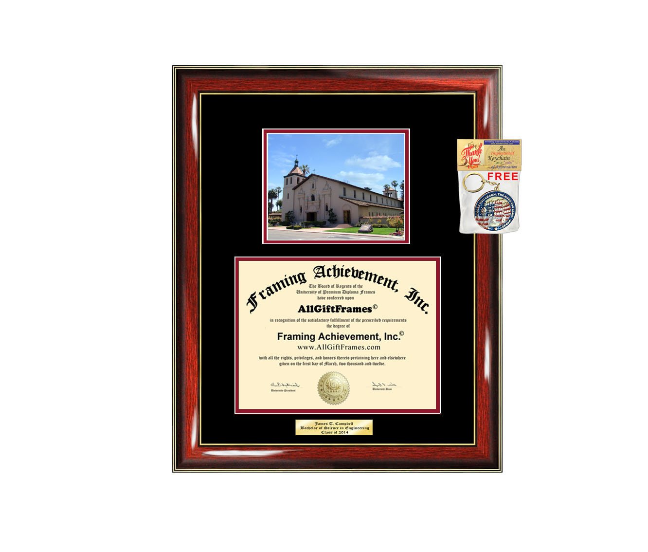 Santa Clara University Law School Juris Doctor Diploma Frame - Custom Engraved Graduation Gift for Bachelor, Masters, MBA, PhD & Doctorate Degrees - Perfect for Office Display & Alumni Gifts
