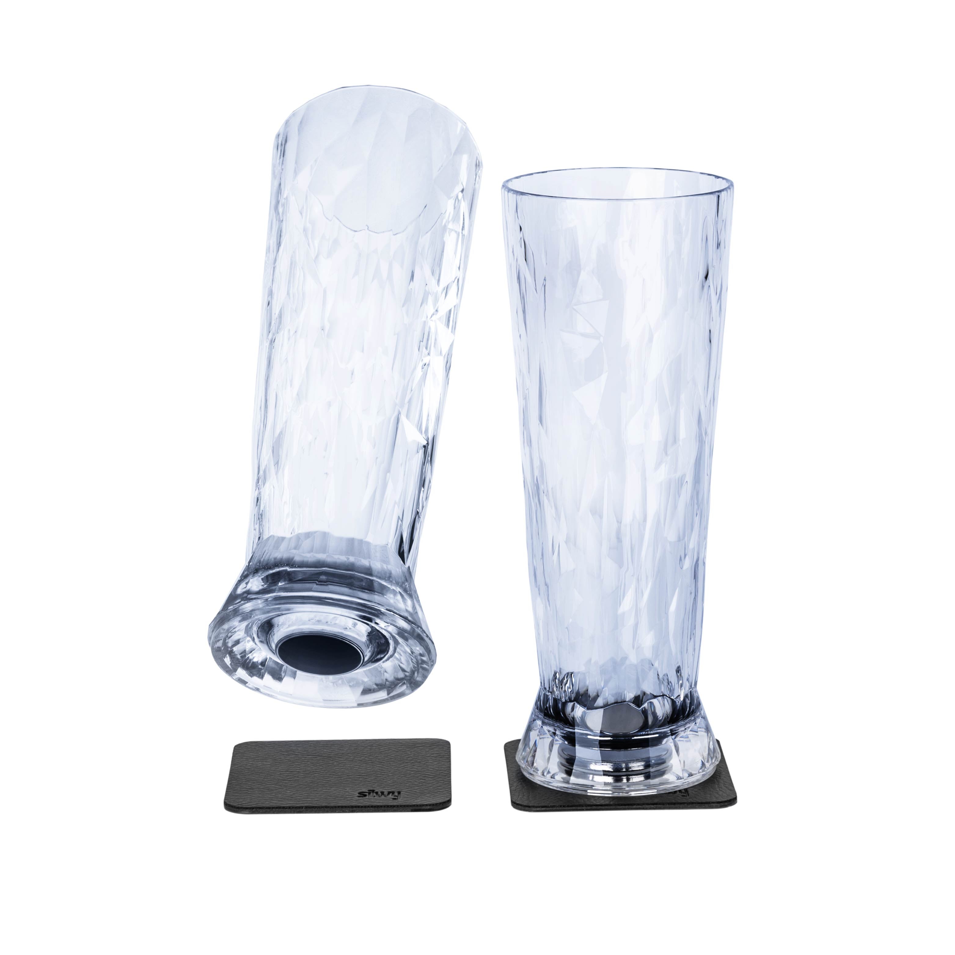 Premium Magnetic Plastic Beer Glasses - Set of 4, Shatterproof & Dishwasher Safe - Perfect for Parties, BBQs, and Outdoor Events
