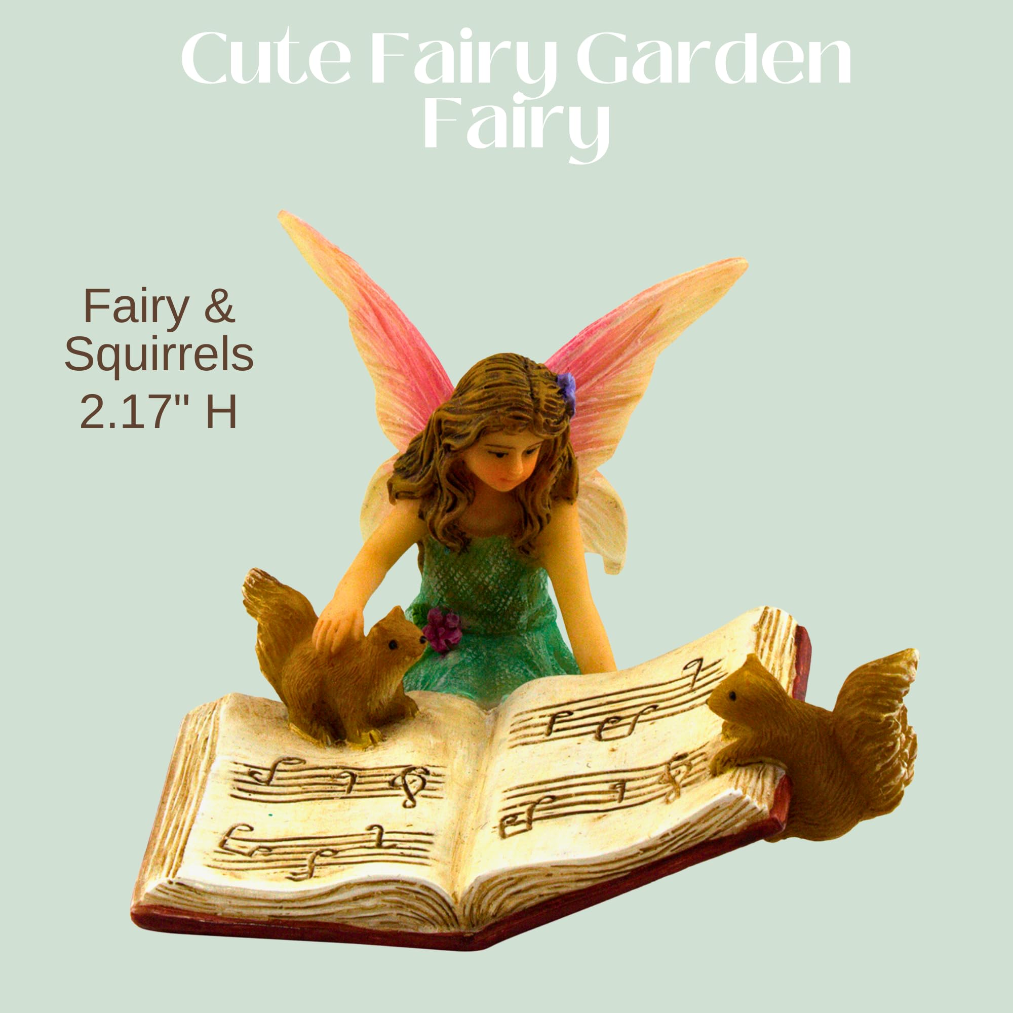 Fairy Garden Figurine - Bonnie with Squirrels Miniature Statue for Indoor/Outdoor Fairy Gardens - Cute Home & Garden Decor Accessory - Perfect for Fairy Houses, Terrariums, and Miniature Landscapes
