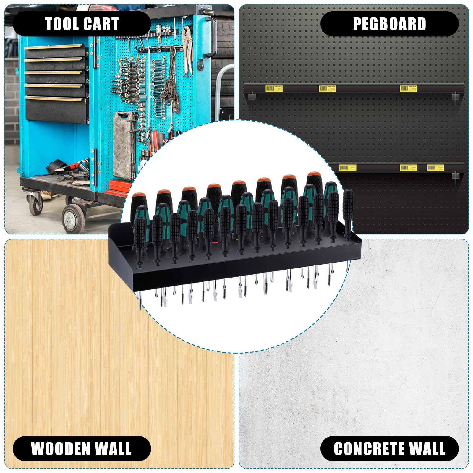 MorningRo Metal Wall Mount Tool Organizer - Screwdriver, Hammer & Plier Storage Rack for Workshop & Home Garage | Durable Tool Holder for DIY Projects & Professional Workspaces