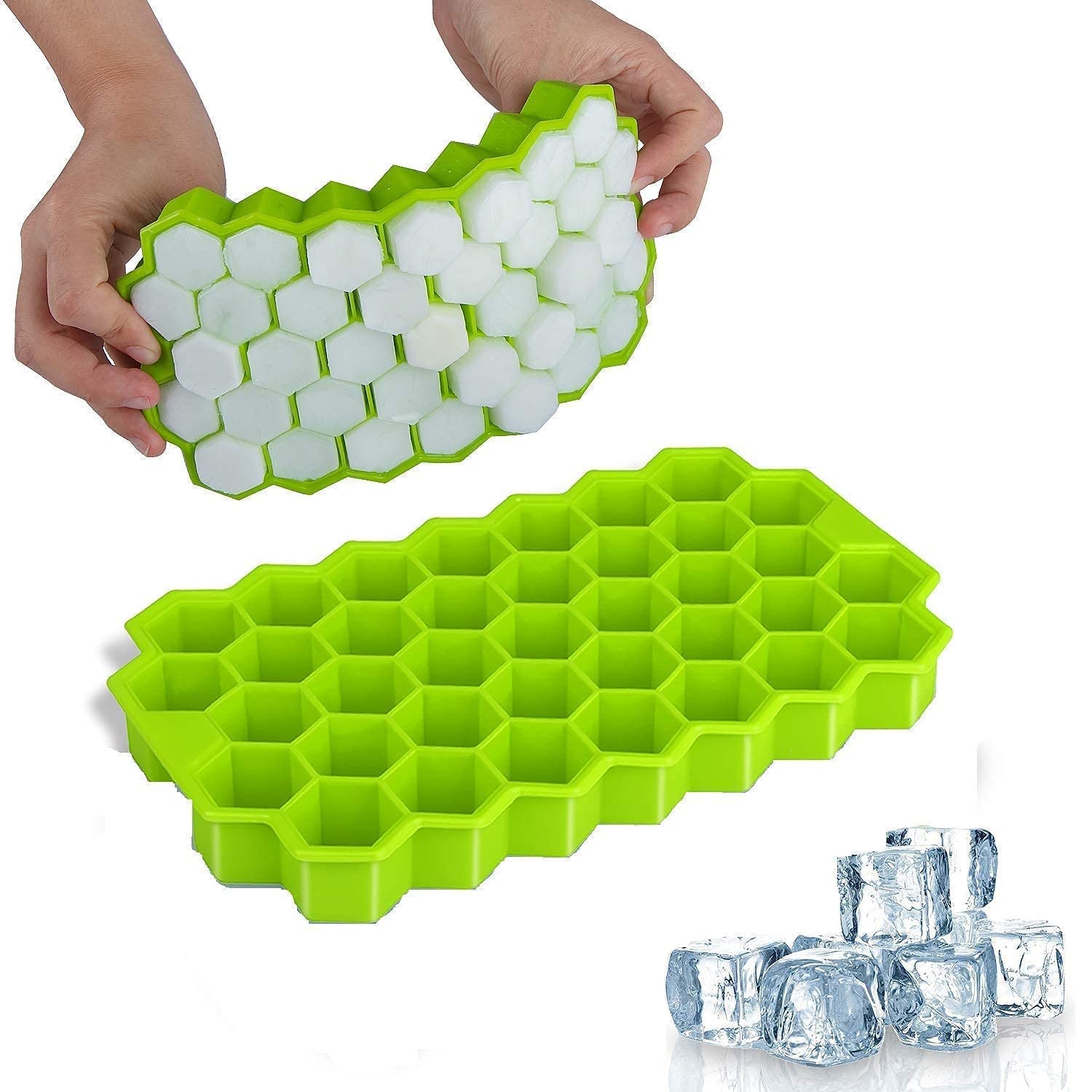 Premium Silicone Honeycomb Ice Cube Tray - 37 Cavity Reusable Freezer Mold for Cocktails, Chilled Drinks & Chocolate Making | Flexible BPA-Free Ice Cube Maker for Home Bars, Parties & Baking (Multi-Color)