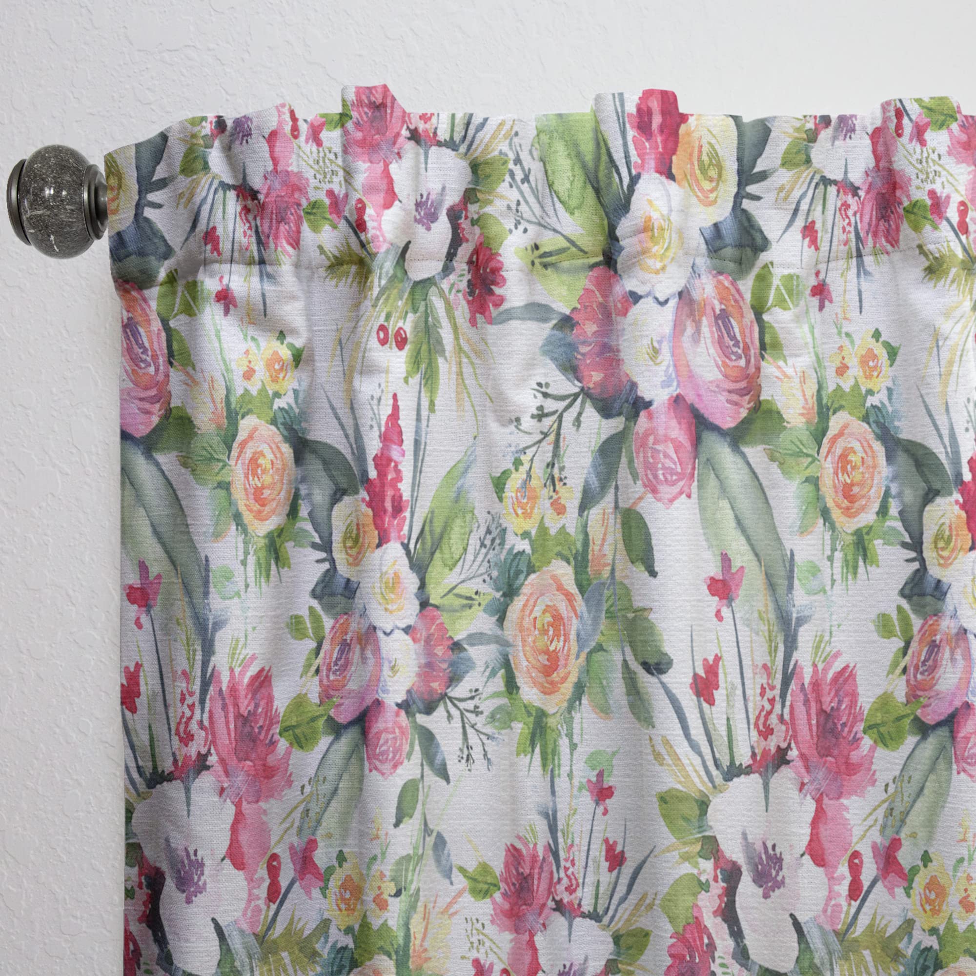 Summertime Wedding Floral Curtains - Red, White & Yellow Thermal Insulated Single Panel (52x108) for Bedroom & Living Room - Perfect for Weddings, Home Decor & Light Control