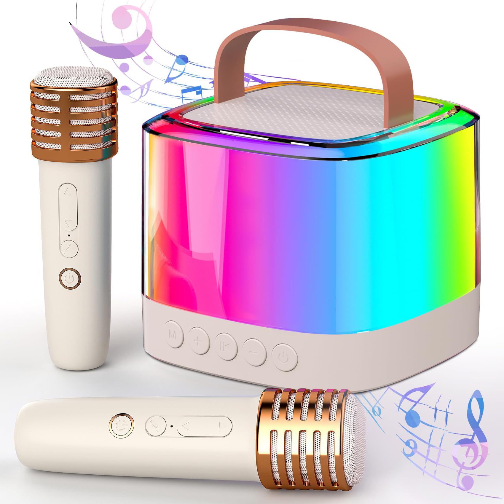 Portable Bluetooth Karaoke Machine with 2 Wireless Microphones for Adults & Kids - TF/USB/AUX Input, Echo & Vocal Cut Features - Perfect for Home Parties, Travel & Family Gatherings
