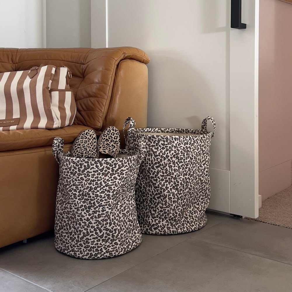Premium Leopard Print Handy Hampers Set - Stylish Storage Baskets for Home Organization, Laundry, Toys & Nursery Decor