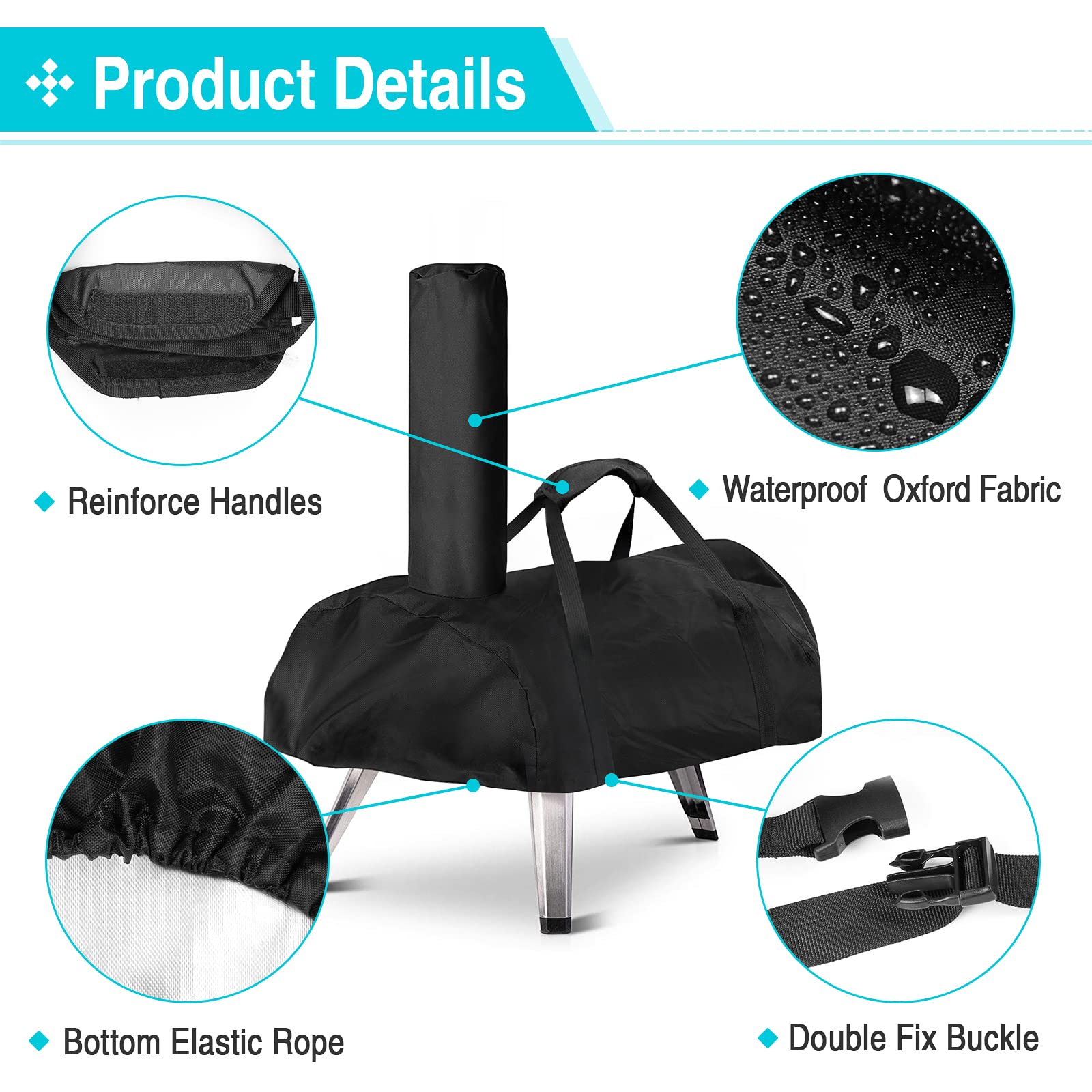 Waterproof Pizza Oven Cover for BIG HORN & Aidpiza 12 - Heavy Duty Outdoor Oven Accessories with Carry Handle - Perfect for Backyard, Camping, and Picnic Use