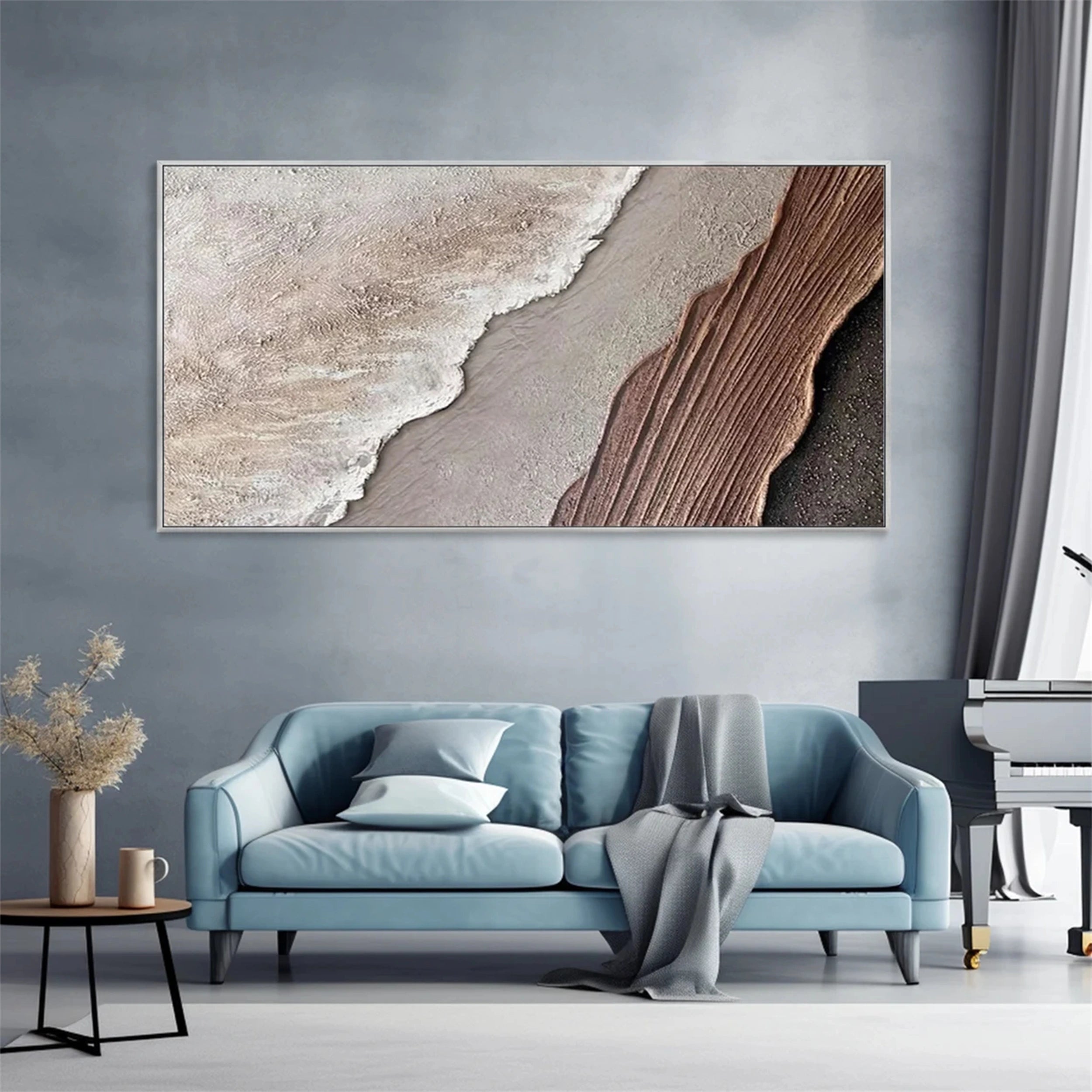 Ocean And Sky Painting #OS 097 - Handmade Canvas Wall Art for Home & Office Decor - Perfect for Living Room, Bedroom or Gift