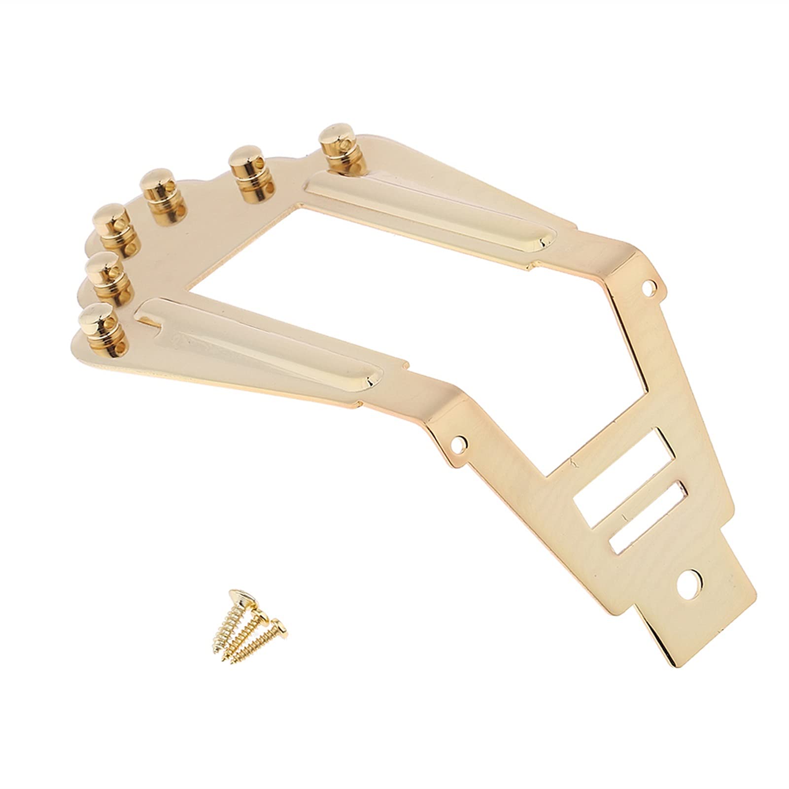 Golden 6 String Guitar Bridge System Set - Hollowbody Archtop Guitar Tailpiece & Bridge Replacement Parts - Perfect for Jazz, Blues & Acoustic Performances