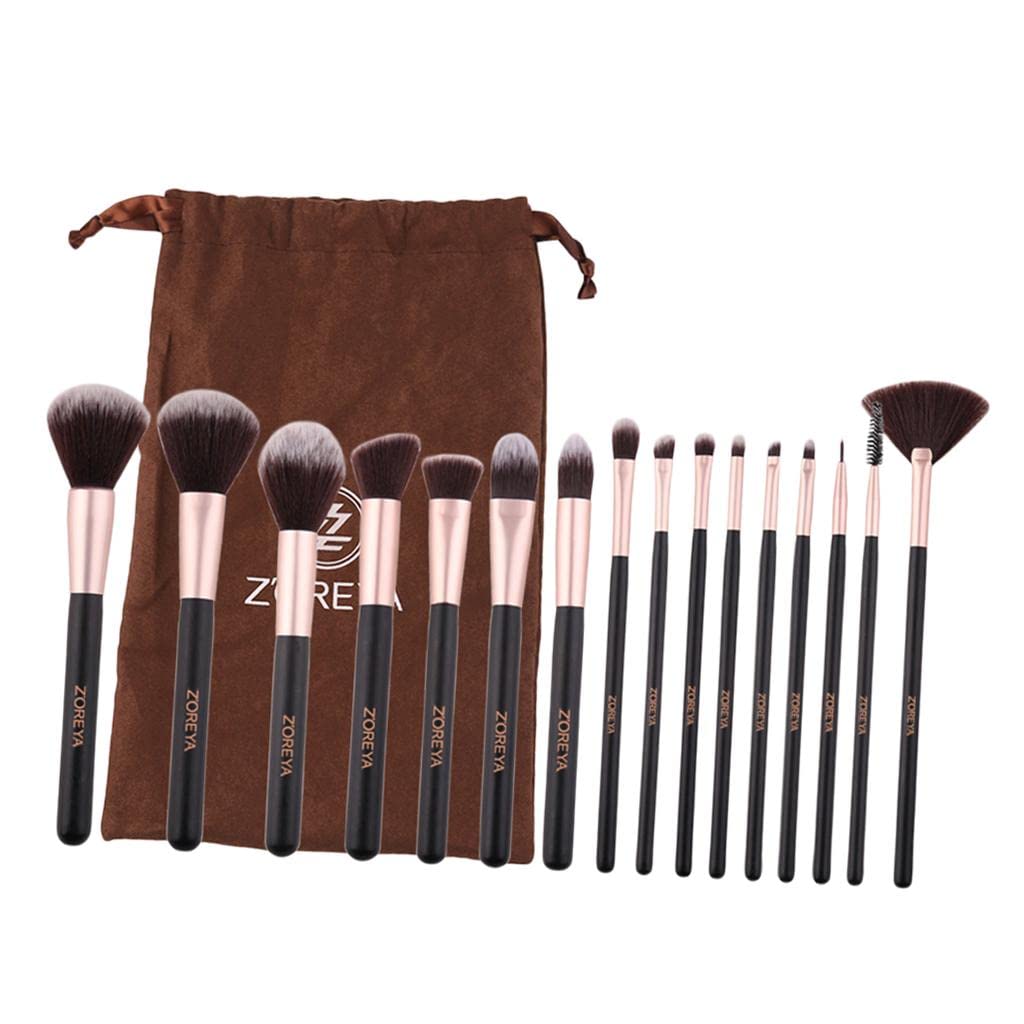 Trendy Retail® 16 Piece Professional Makeup Brush Set with Travel Case - Perfect for Eyeshadow, Blush, Foundation & Powder Application - Ideal for Home, Travel & Professional Makeup Artists