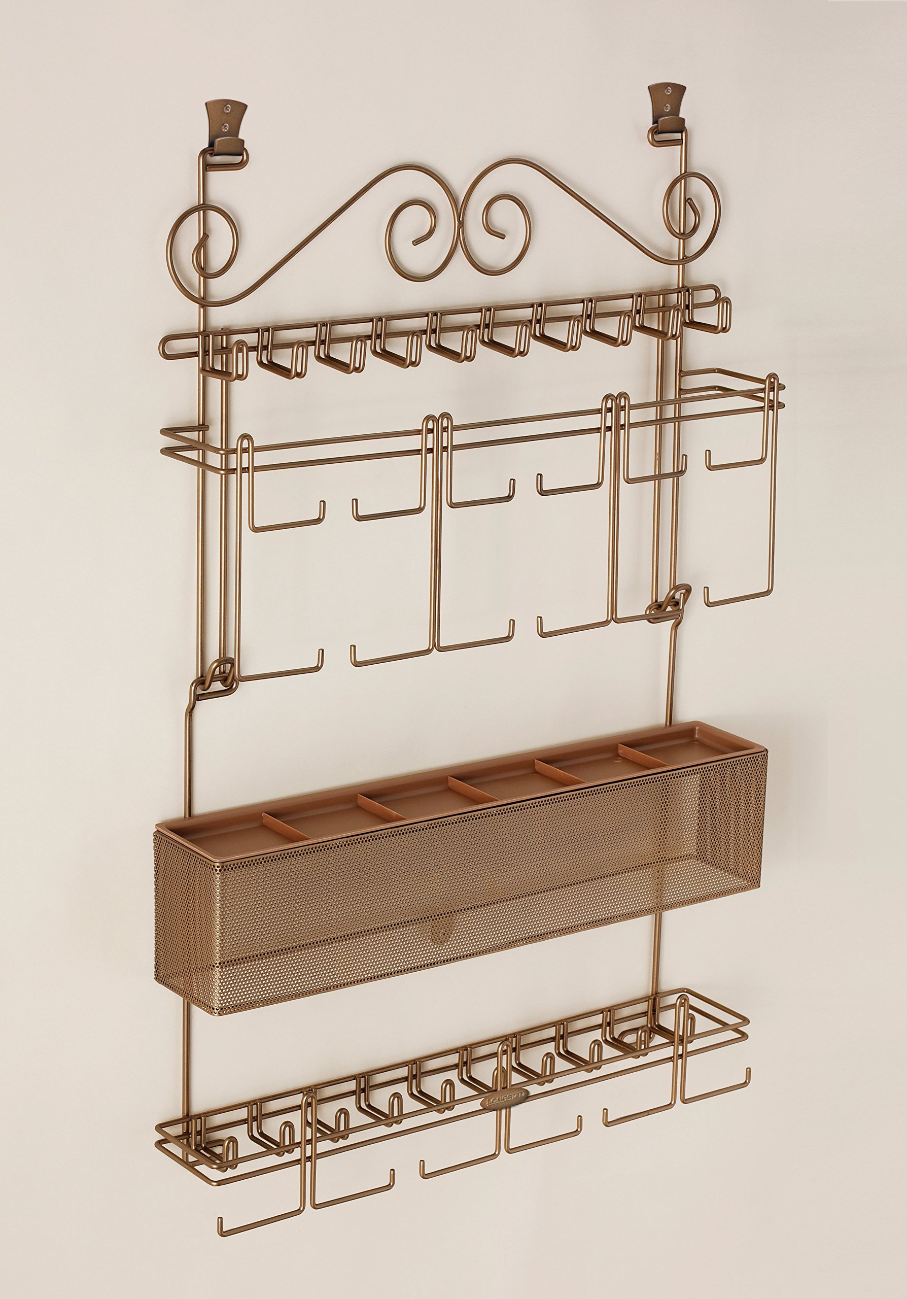 Longstem Hanging Jewelry Organizer #7100 - Bronze Over-the-Door/Wall Mount Jewelry Storage Holder for Earrings, Necklaces, Bracelets & Watches (Holds 300+ Pieces) - Perfect for Bedroom, Closet & Bathroom Organization