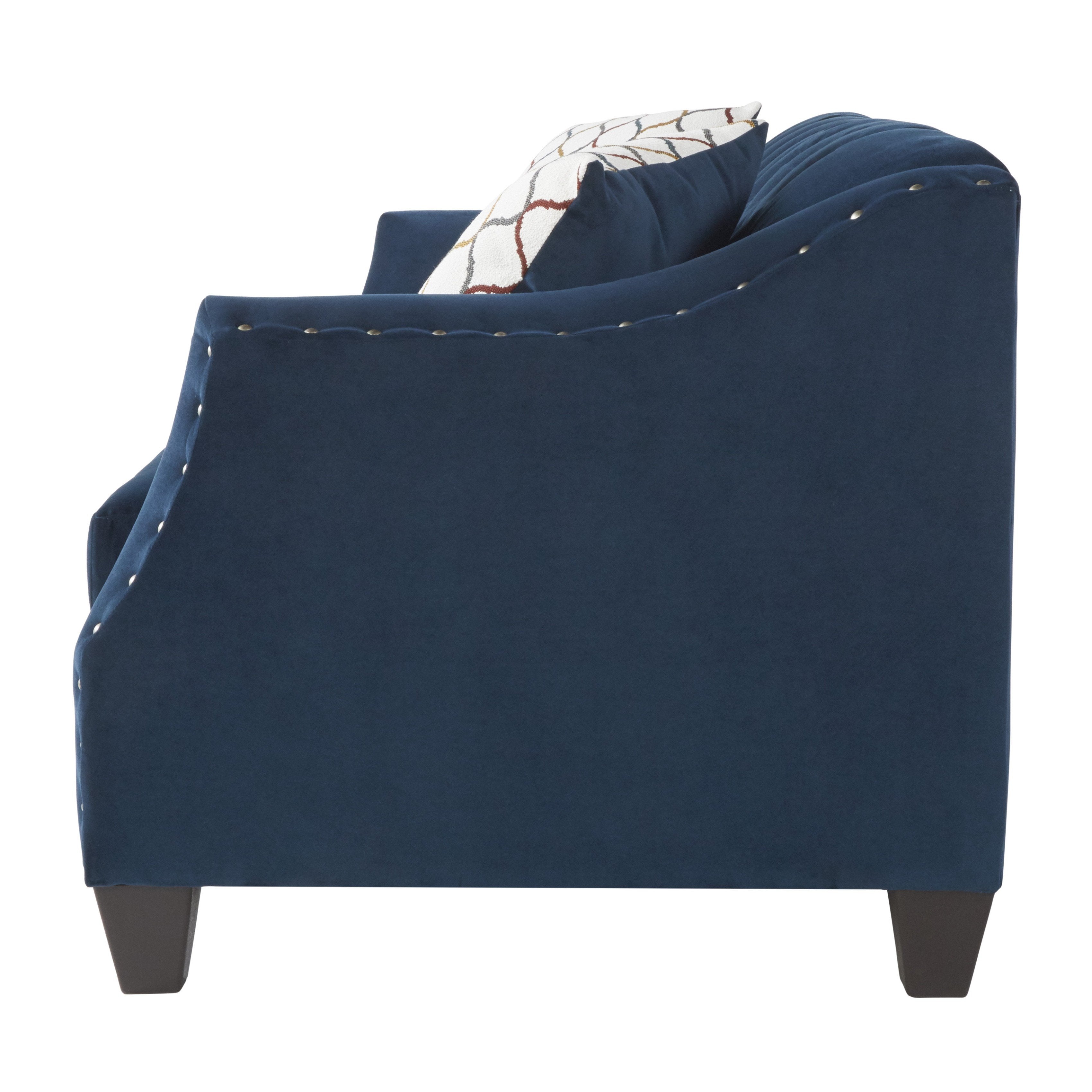 Modern Velvet Tufted Loveseat with Nailhead Trim - Blue Transitional Sofa for Living Room, Bedroom & Home Office | Moselle Collection