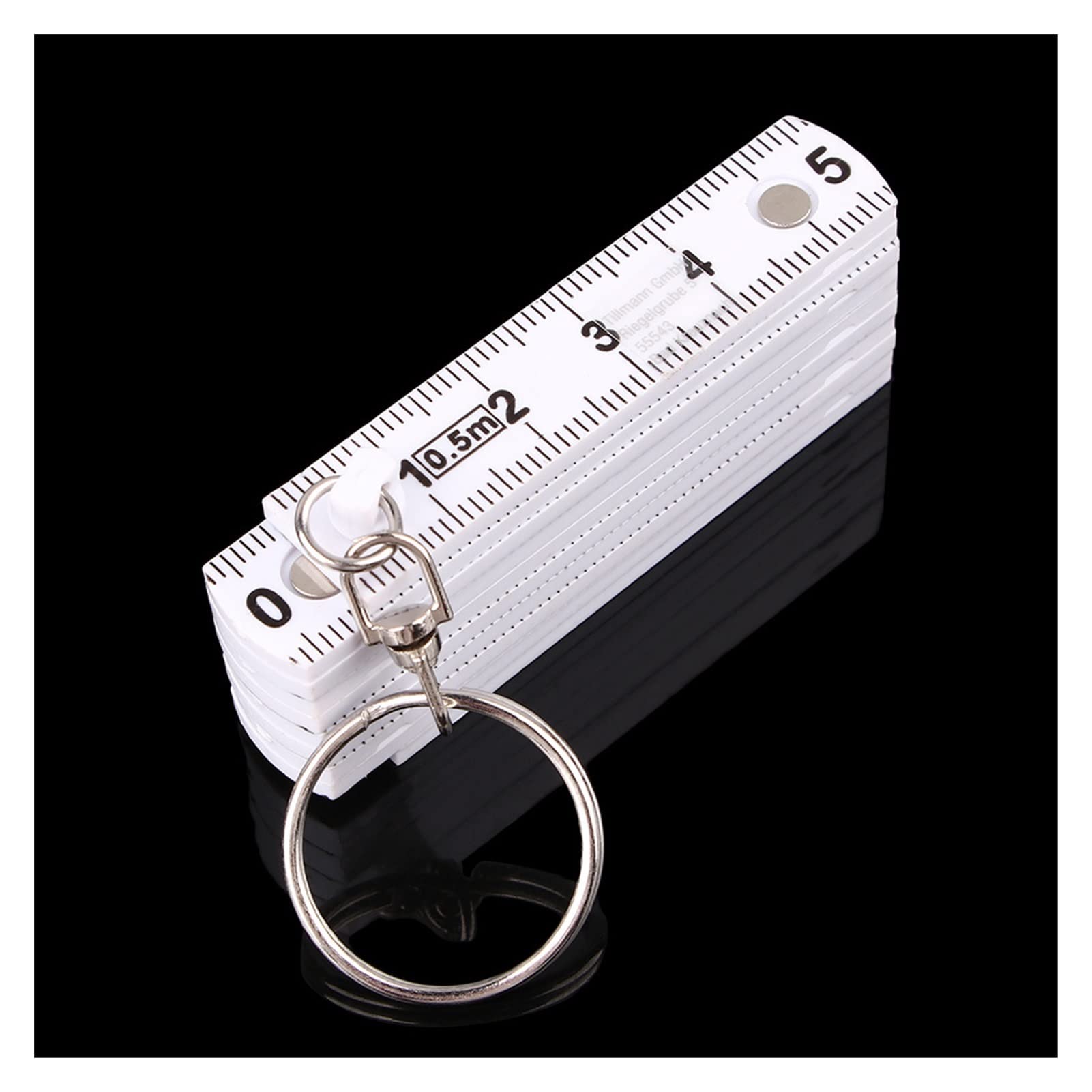 ZHYLing 0.5m Plastic Folding Ruler Keychain - Portable Carpenter Measuring Tool, Tape Measure Key Ring for DIY Projects, Home Improvement, and Construction Work