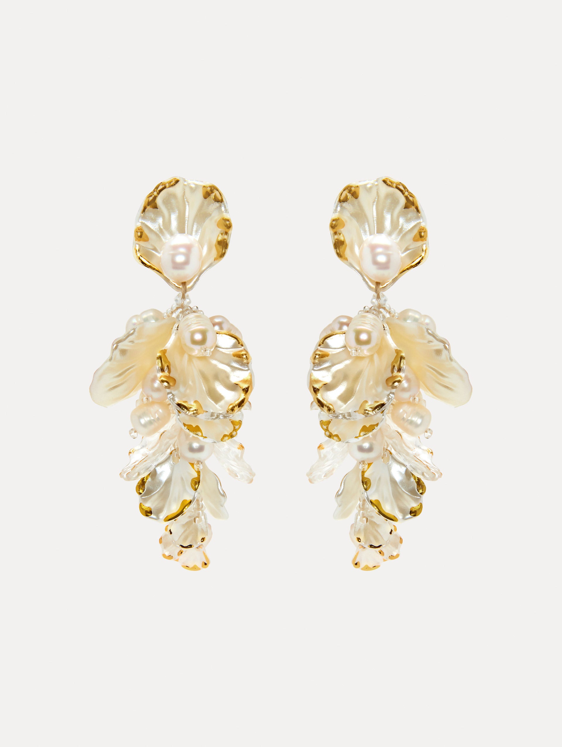 Exquisite Mother of Pearl Flower Earrings for Women – Handmade Floral Pearl Jewelry – Perfect for Weddings, Parties & Special Occasions