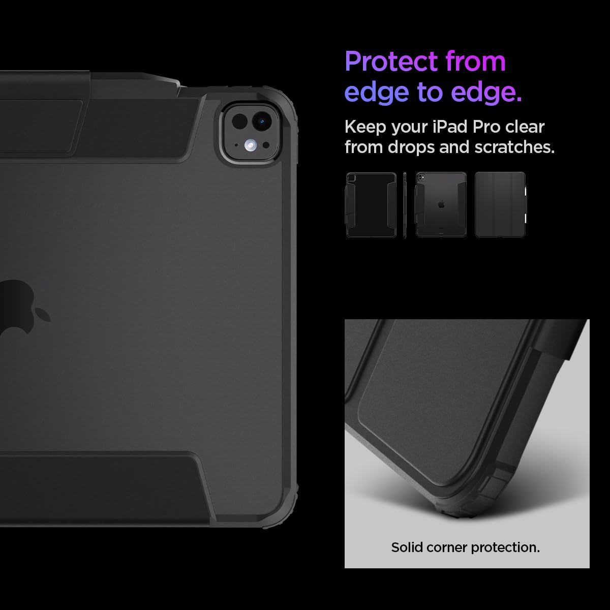Spigen Ultra Hybrid Pro Case for iPad Pro 13 inch (2024, M4 Chip) - Clear Transparent Back with Pencil Holder, Slim Protective Cover - Perfect for Work, School & Travel