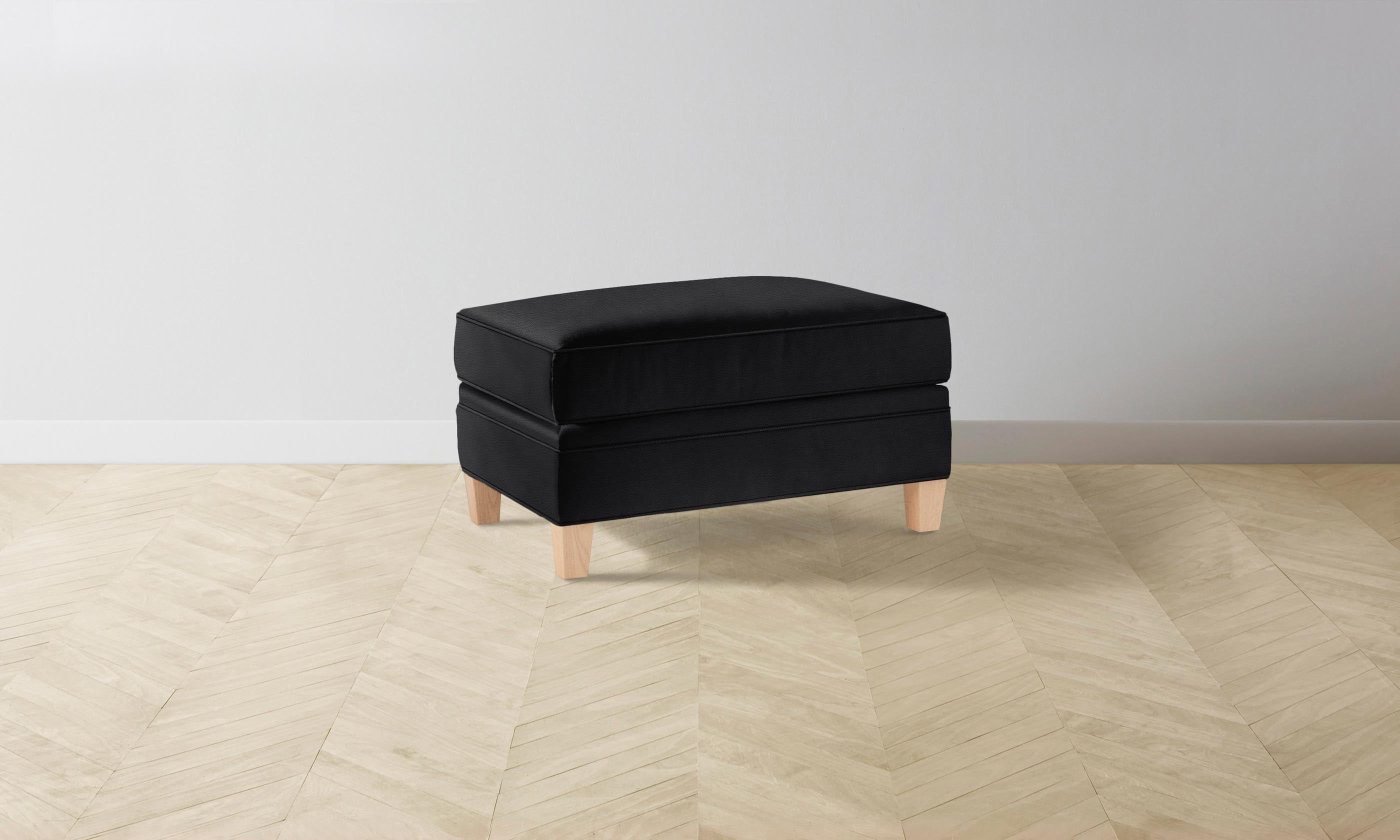 Carmine Ottoman - Premium Pebbled Leather Footstool with Storage, Modern Living Room Accent - Perfect for Relaxing, Reading & Home Decor