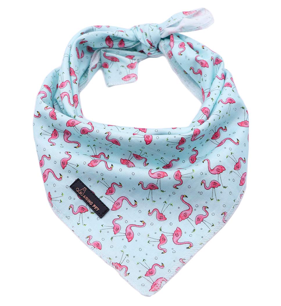 ARING PET Dog Bandana - Soft Cotton Triangle Scarf for Small, Medium & Large Dogs & Cats - Flamingo Print - Perfect for Pet Fashion, Parties & Outdoor Adventures