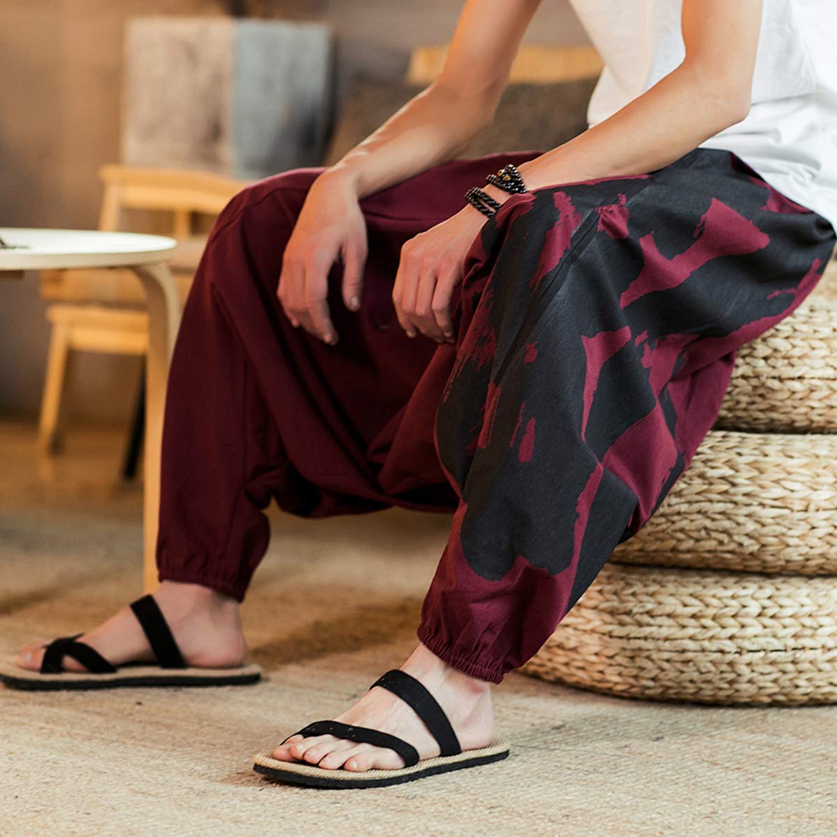 Seidarise Men's Harem Pants - Drop Crotch Lounge Pants, Plus Size Genie Pants & Balloon Yoga Joggers for Men | Comfortable Loungewear for Home, Yoga, Meditation and Streetwear Fashion