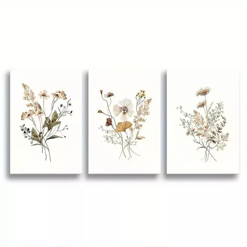 3-Piece Boho Botanical Vintage Green Leaves Wall Art Set - Framed Canvas 50x70cm - High Quality Print - 100% Australian Made - Ready to Hang - Perfect for Living Room, Bedroom & Office Decor