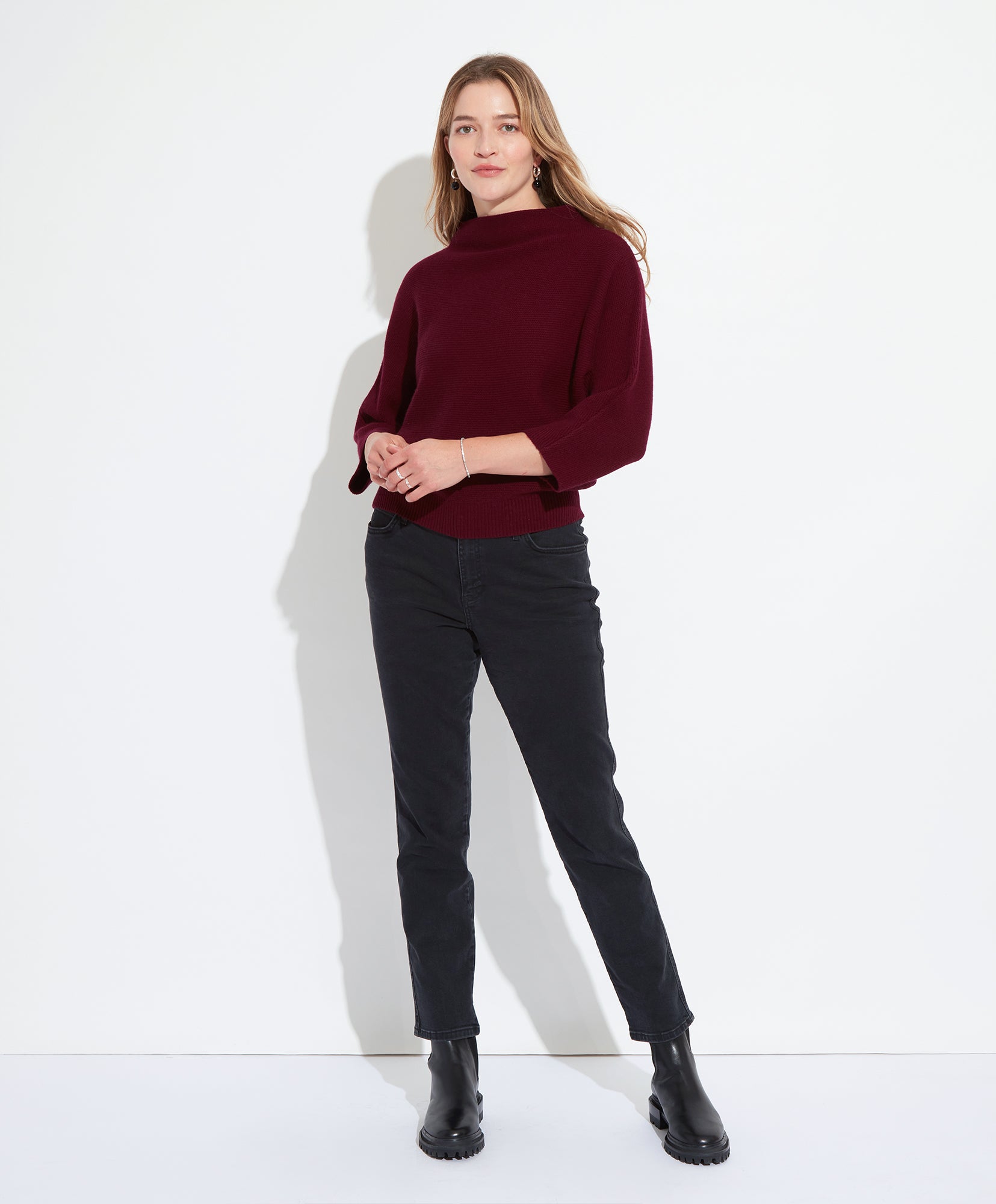 Cozy Funnel Neck Sweater for Women - Soft Knit Pullover with High Collar - Perfect for Fall & Winter Layering, Office Wear & Casual Outfits