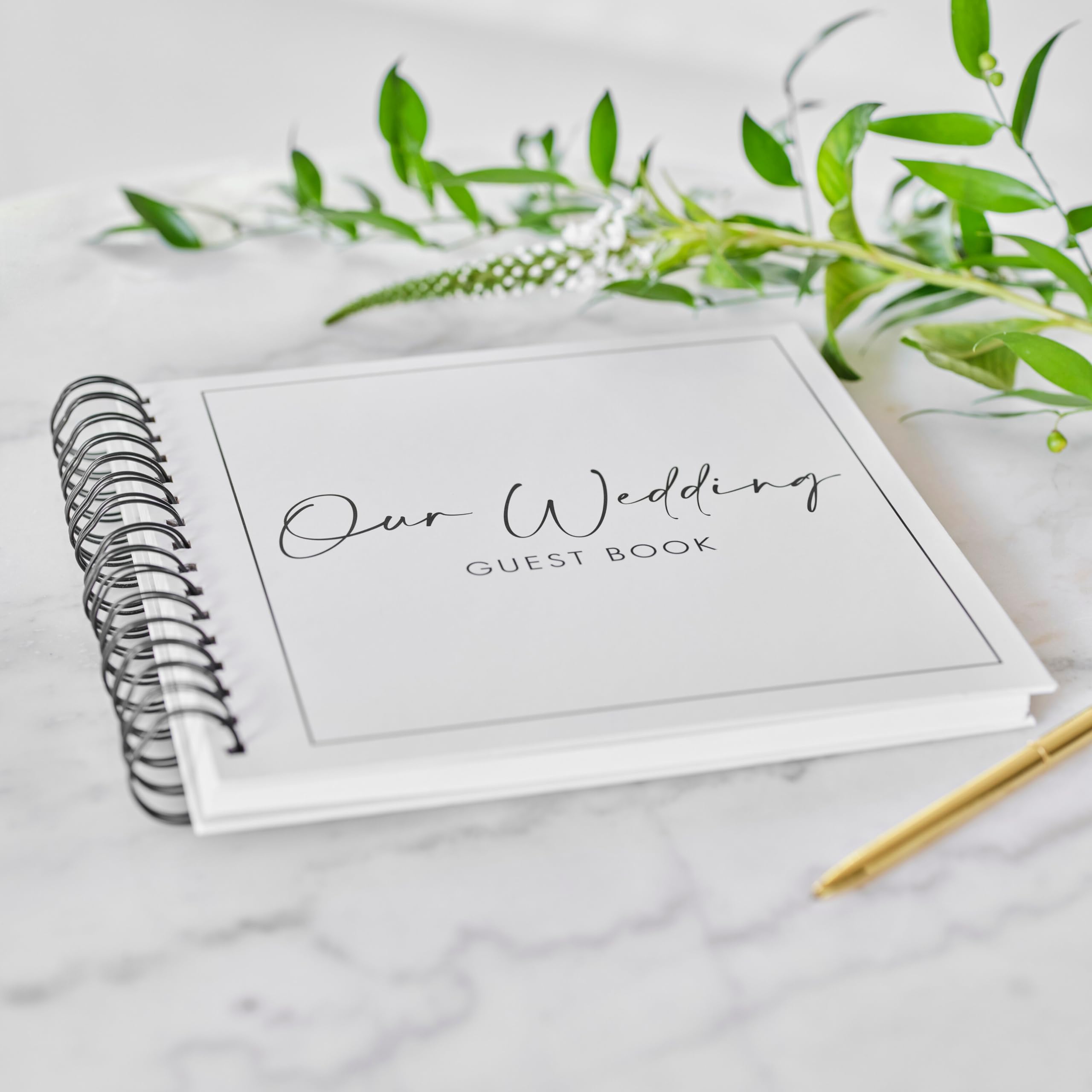 Elegant Ginger Ray Black & White Wedding Guest Book - Premium Brown Keepsake for Bridal Showers, Receptions & Anniversary Celebrations