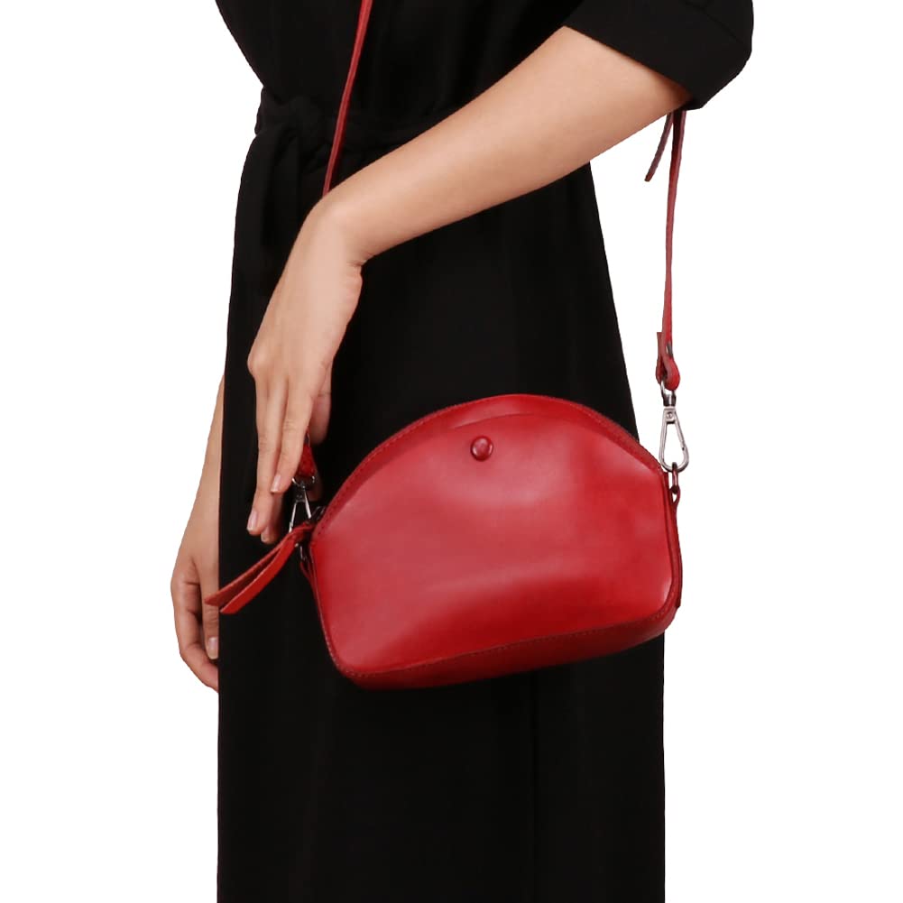 ROUROU Women's Genuine Leather Shoulder Bag - Stylish Tassel Crossbody Purse with Large Capacity, Retro Clutch Handbag for Work, Travel & Evening Out