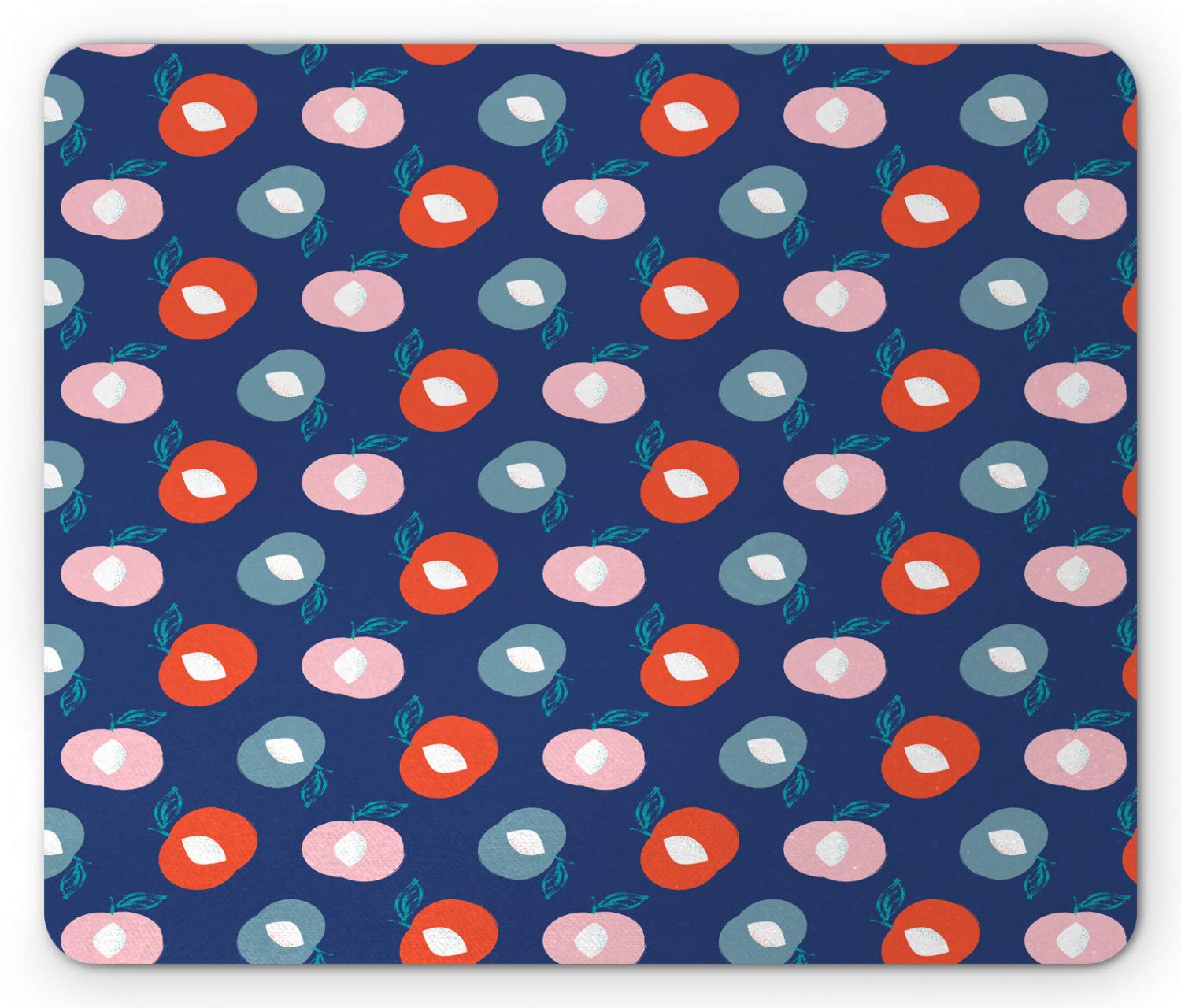 Ambesonne Peach Mouse Pad - Non-Slip Rubber Mousepad with Abstract Fruit Design, Standard Size Rectangle Computer Mouse Mat in Dark Blue & Multicolor - Perfect for Office, Gaming & Home Workspace